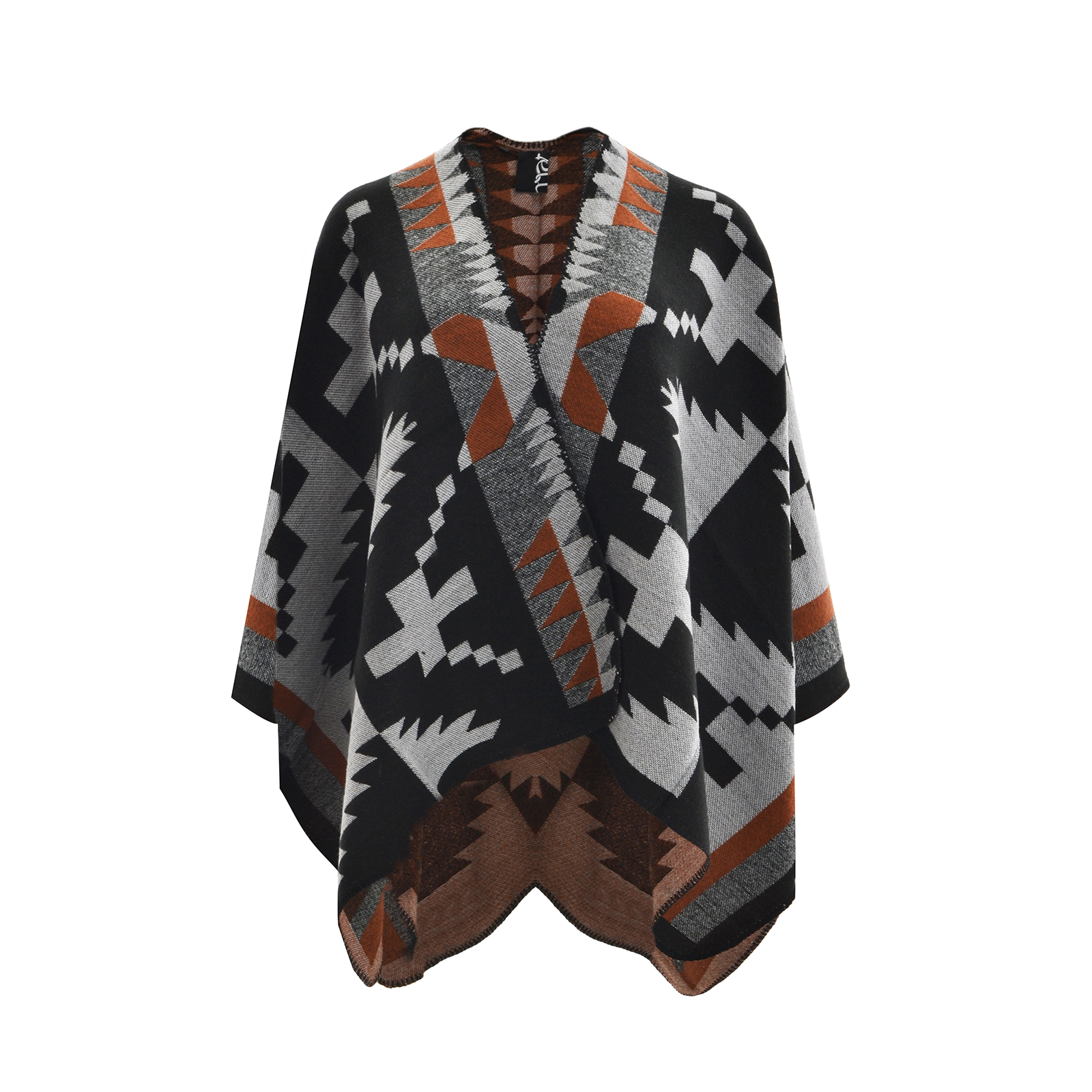 MAT FASHION Πόντσο με tribal γεωμετρικό σχέδιο