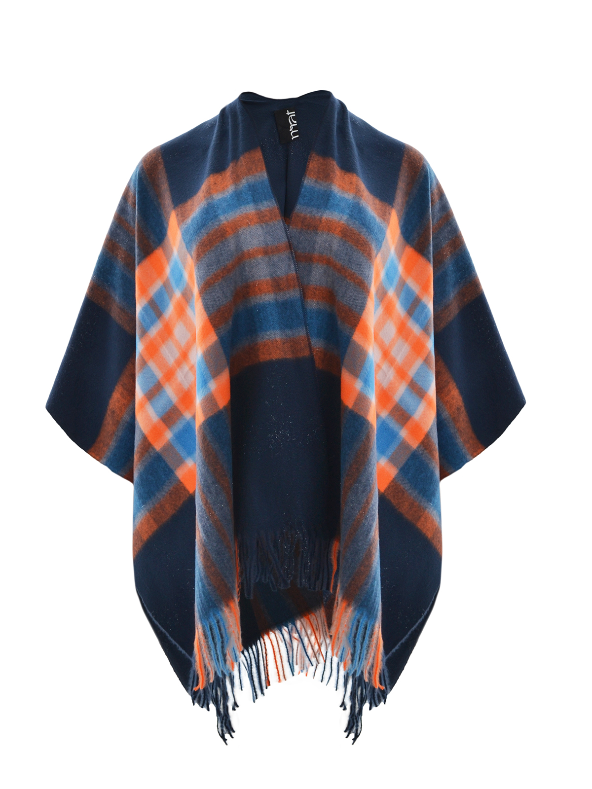 Καρό πόντσο με κρόσσια φωτογραφία