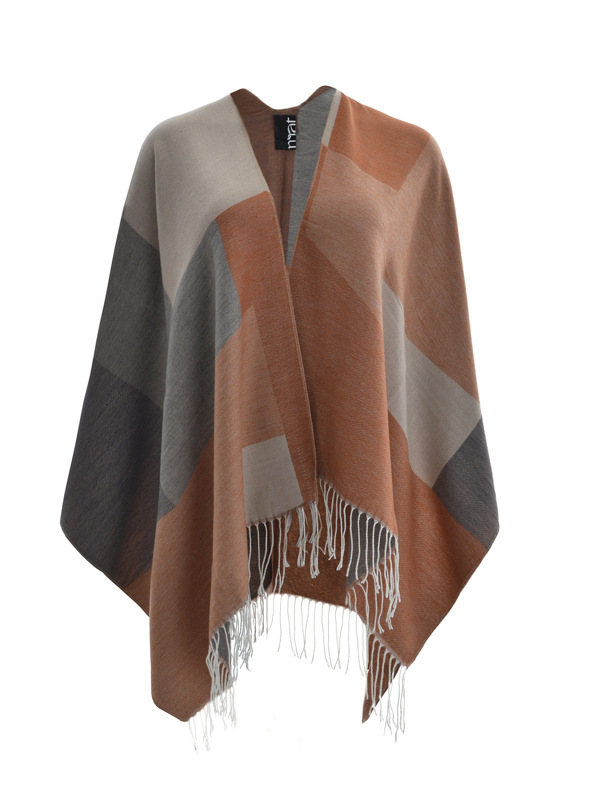 Πόντσο με γεωμετρικό σχέδιο & κρόσσια φωτογραφία