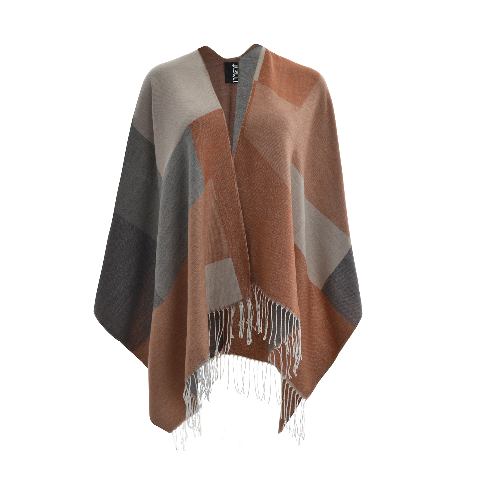 MAT FASHION Πόντσο με γεωμετρικό σχέδιο & κρόσσια