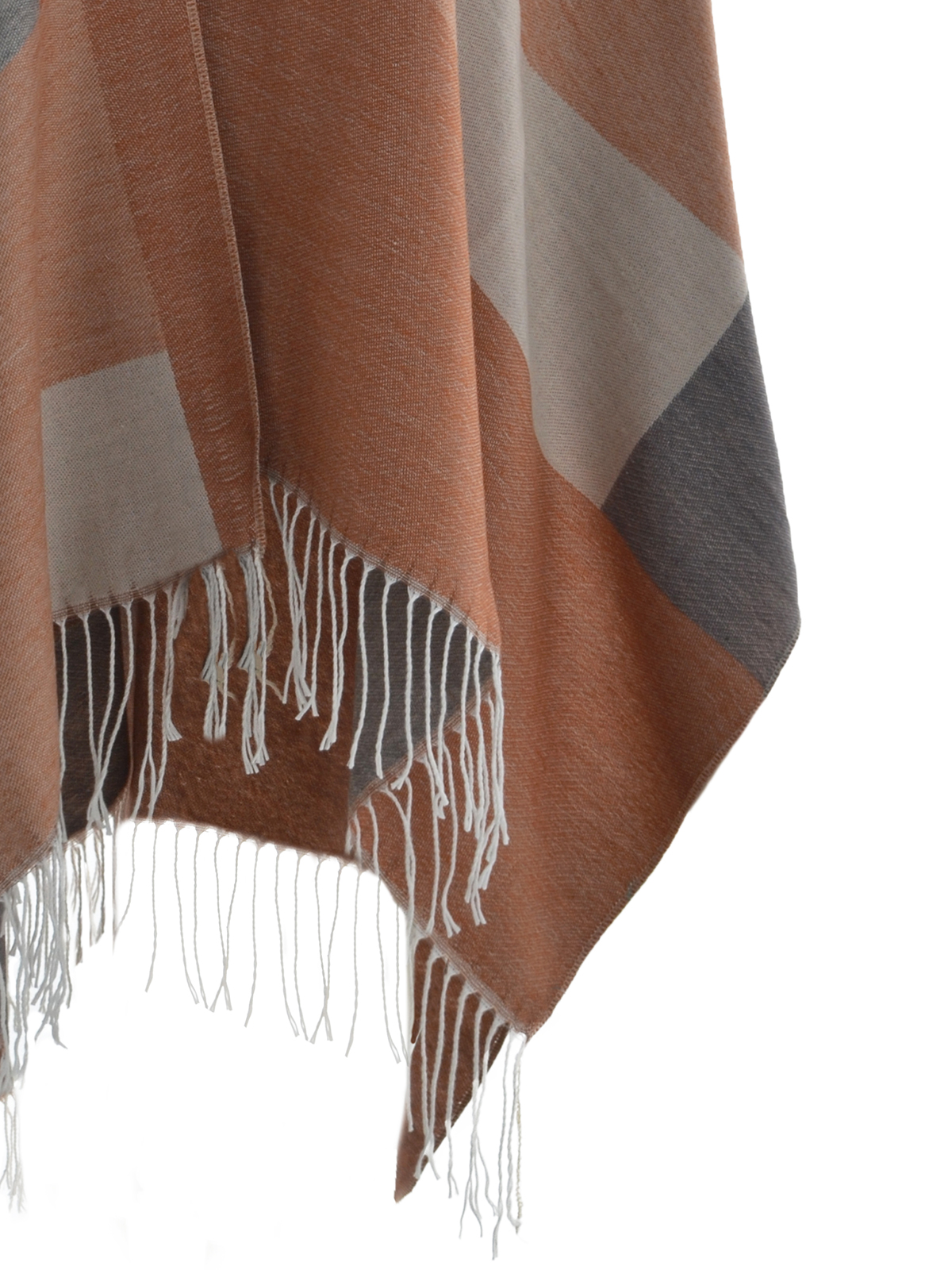 Πόντσο με γεωμετρικό σχέδιο & κρόσσια φωτογραφία