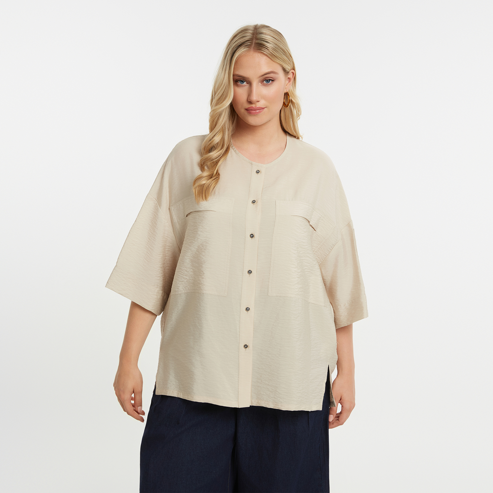 Πουκαμίσα βισκόζη με τσέπες