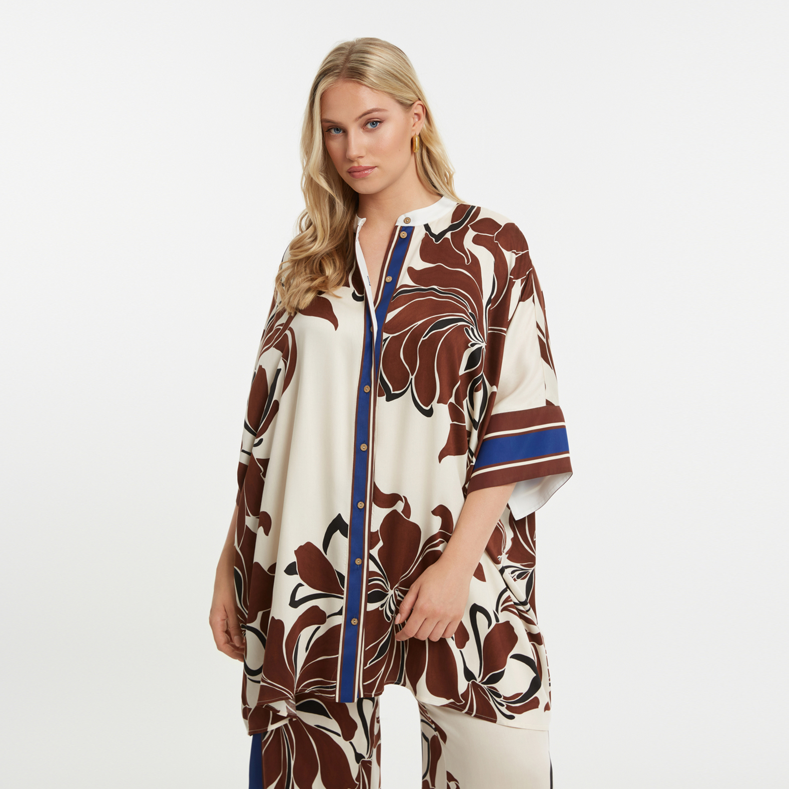 Printed viscose mao shirt