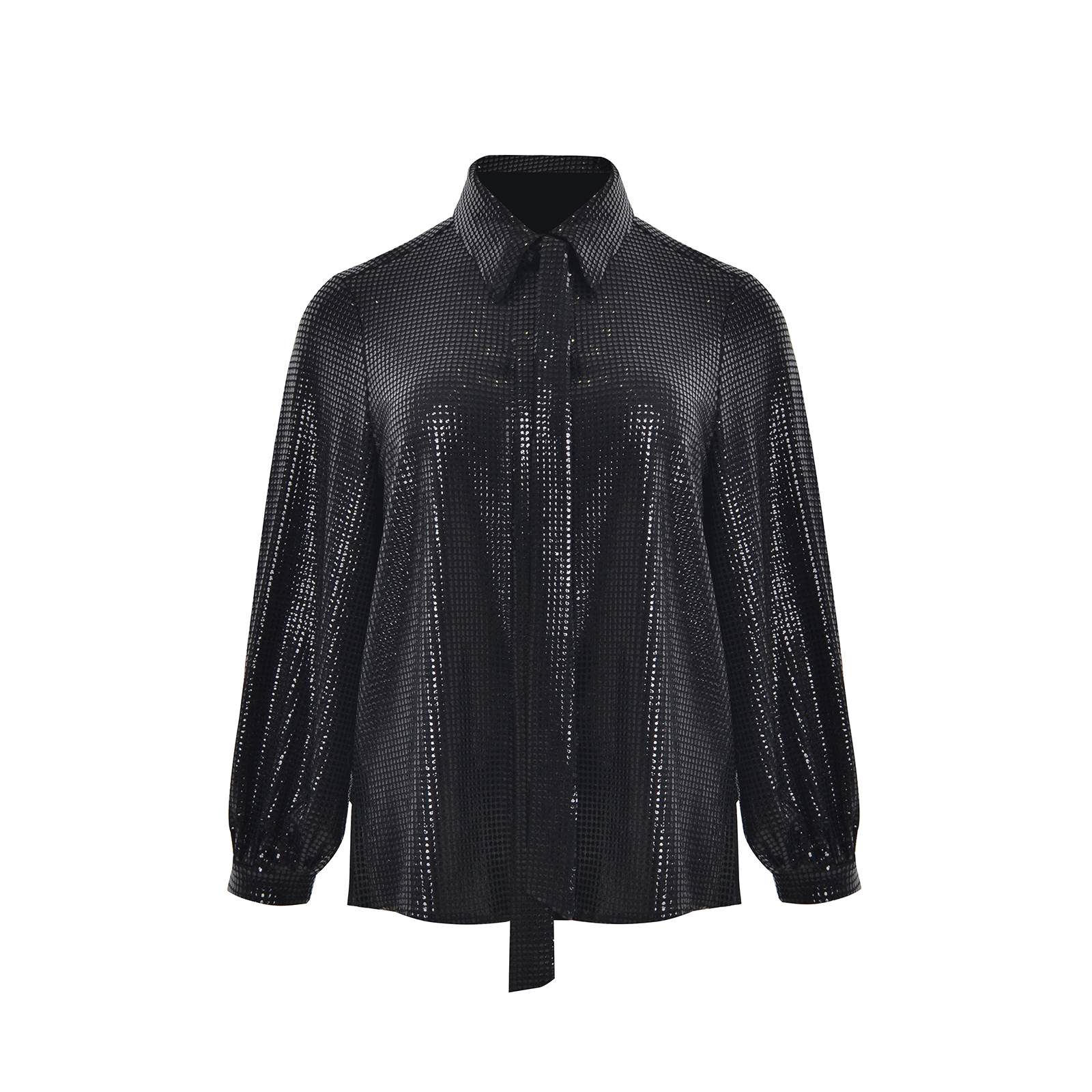 Sequin tie-neck shirt