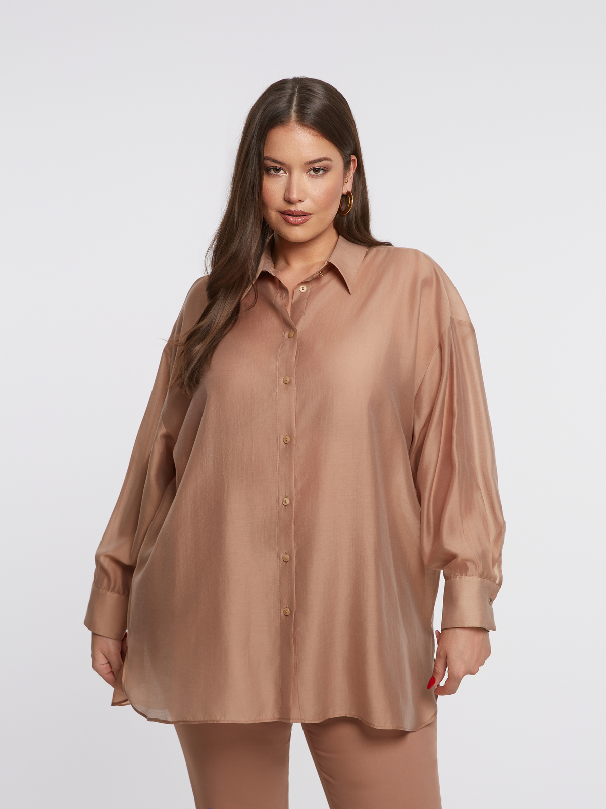 Oversized πουκάμισο με lyocell φωτογραφία