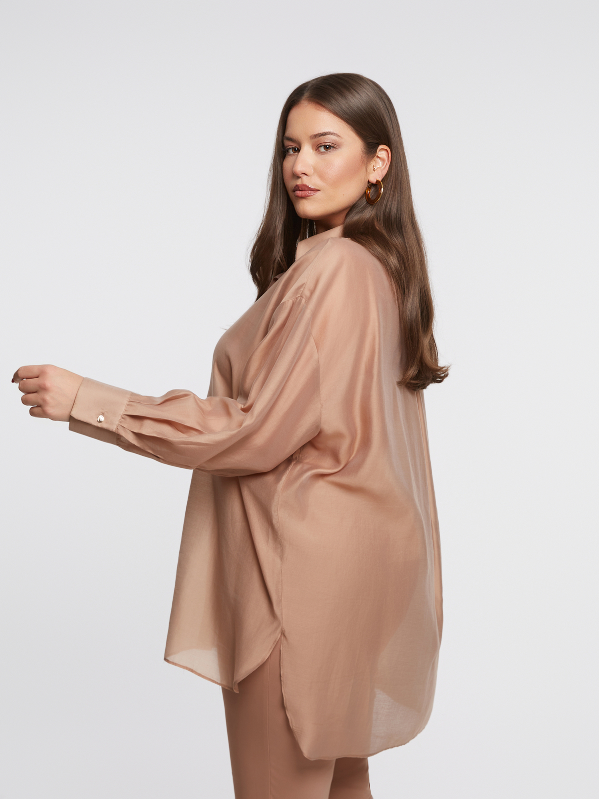 Oversized πουκάμισο με lyocell φωτογραφία