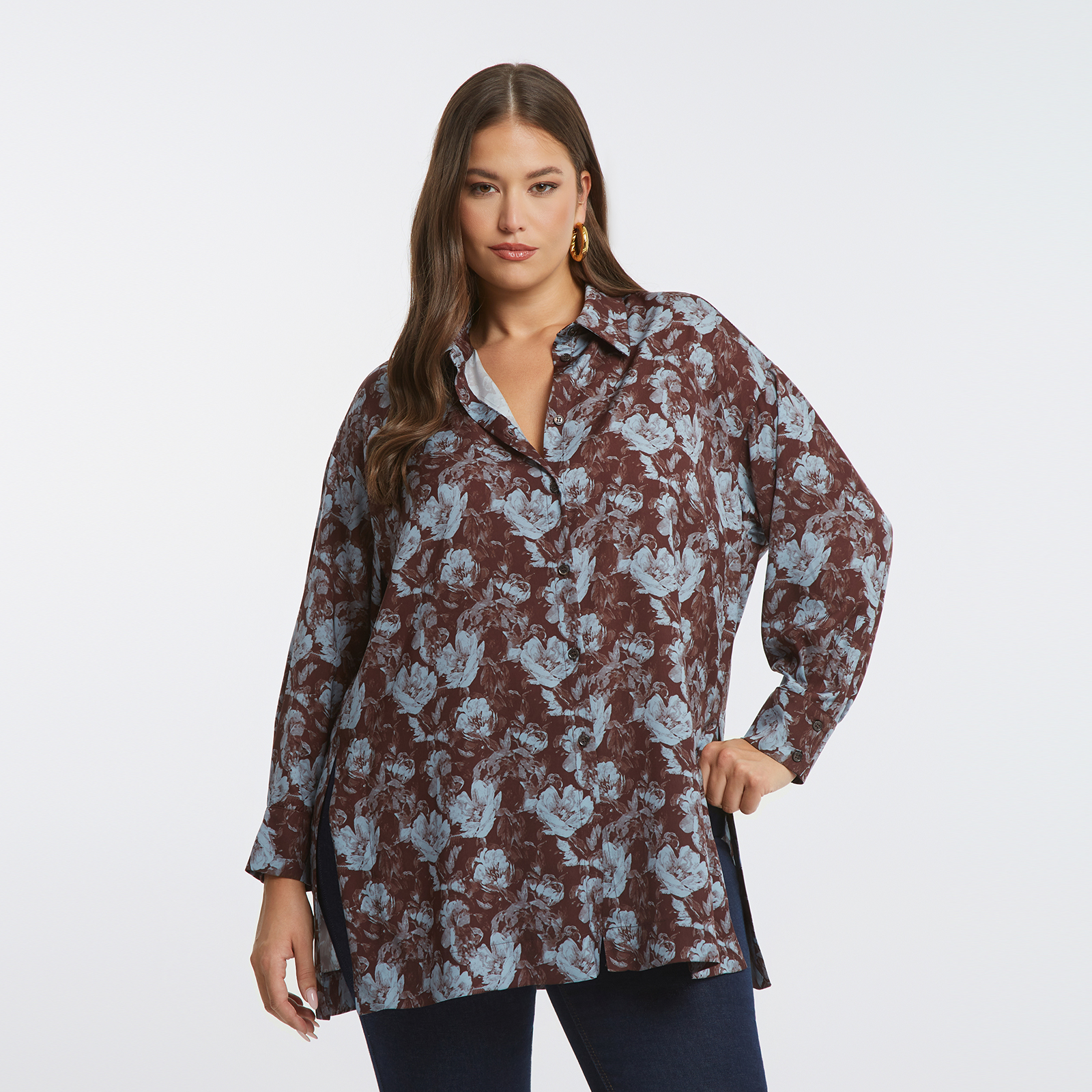 MAT FASHION Oversized πουκάμισο με φλοράλ μοτίβο