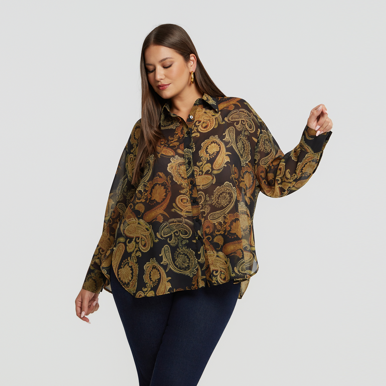 MAT FASHION Πουκάμισο μουσελίνα με paisley σχέδιο