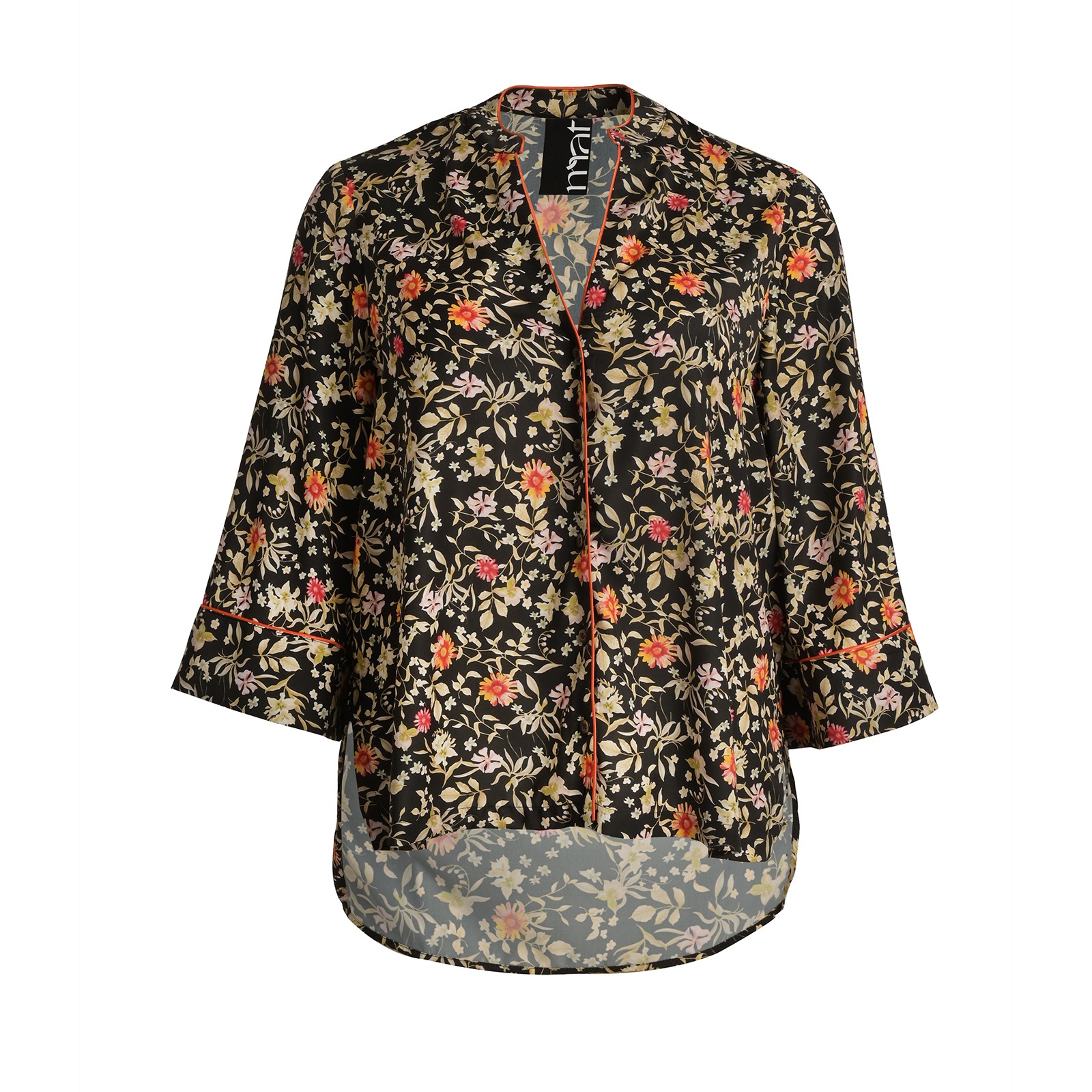 Floral print shirt with contrast piping
