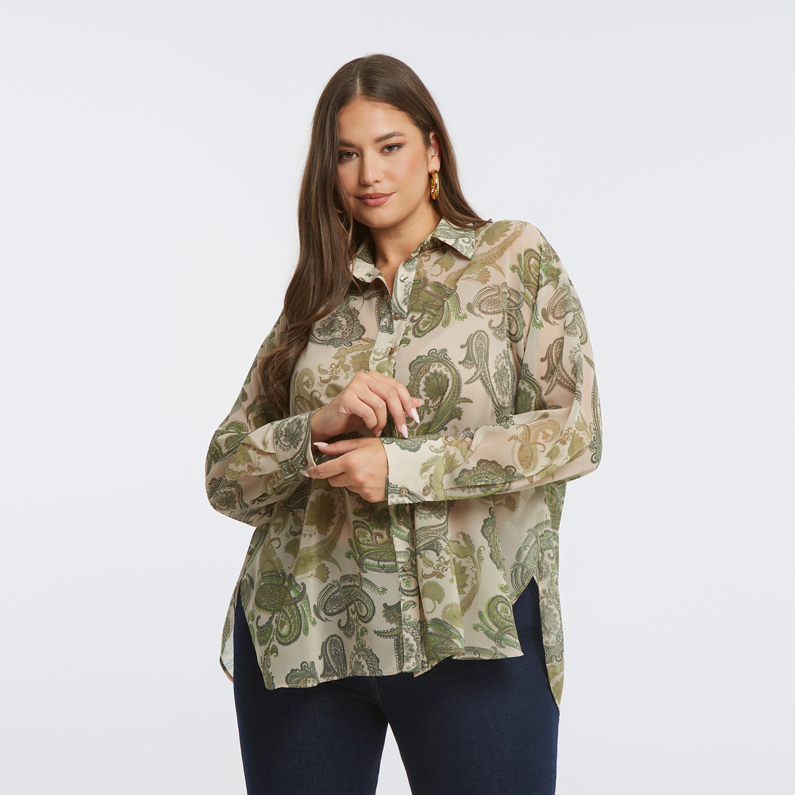 MAT FASHION Πουκάμισο μουσελίνα με paisley σχέδιο