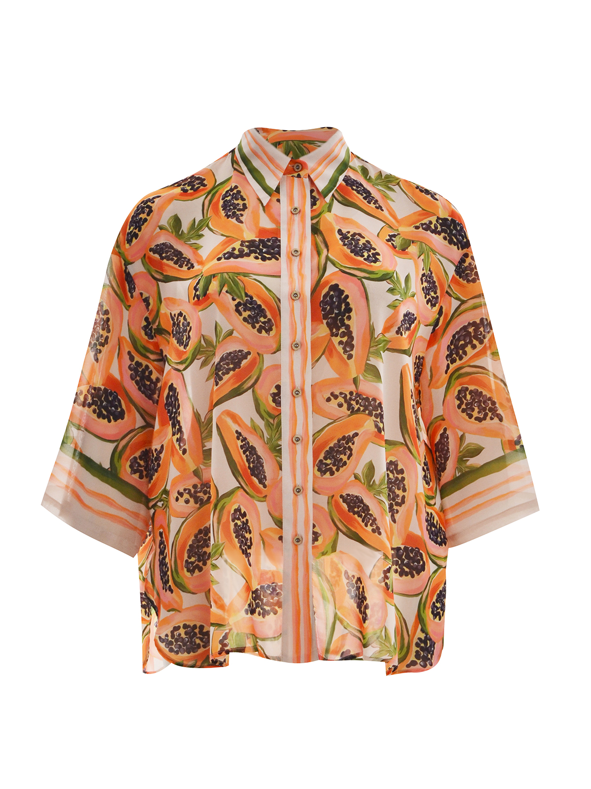 Πουκάμισο μουσελίνα με all-over papaya print