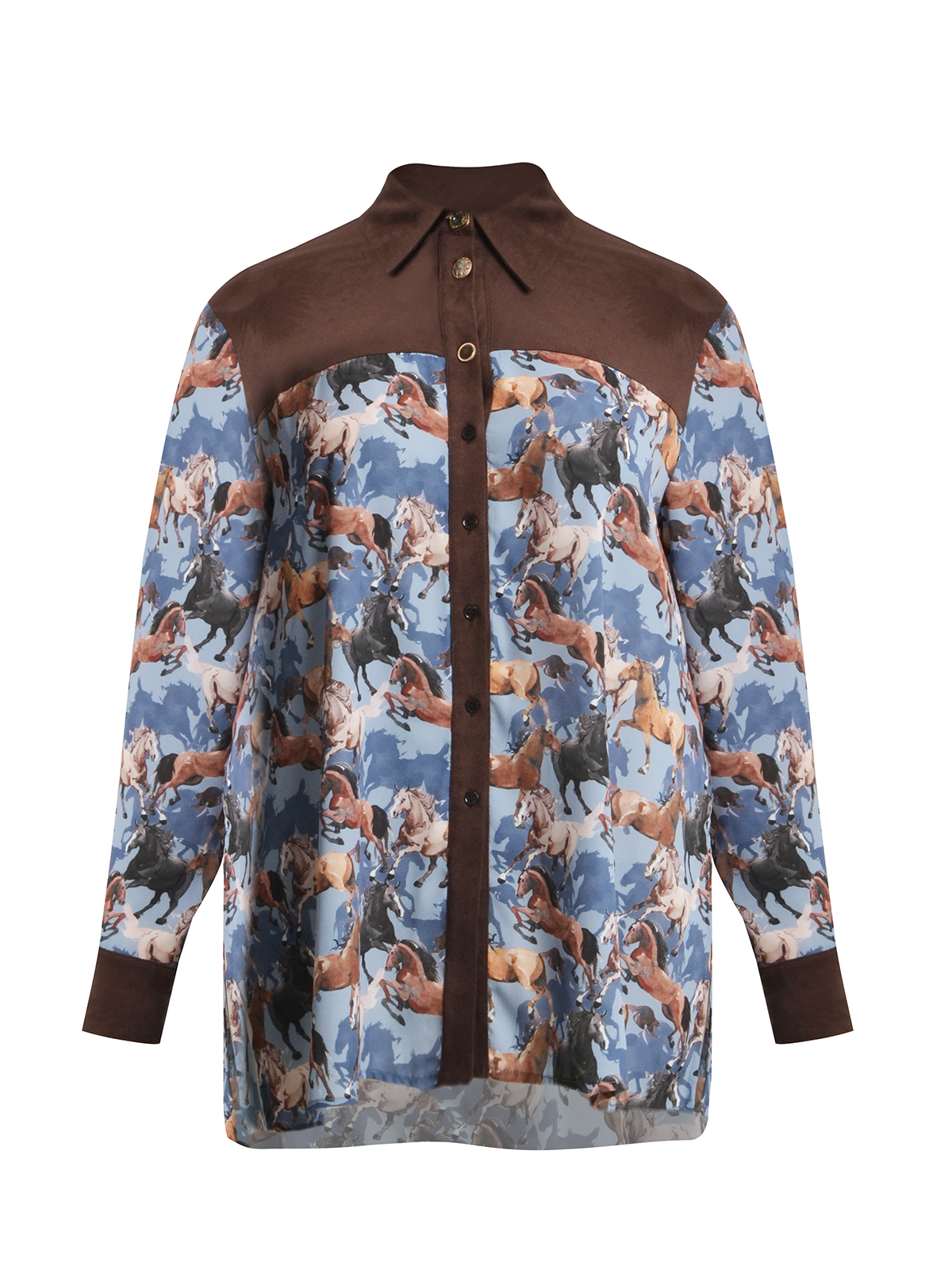 Πουκάμισο με εντυπωσιακό equestrian σχέδιο και suede λεπτομέρειες φωτογραφία