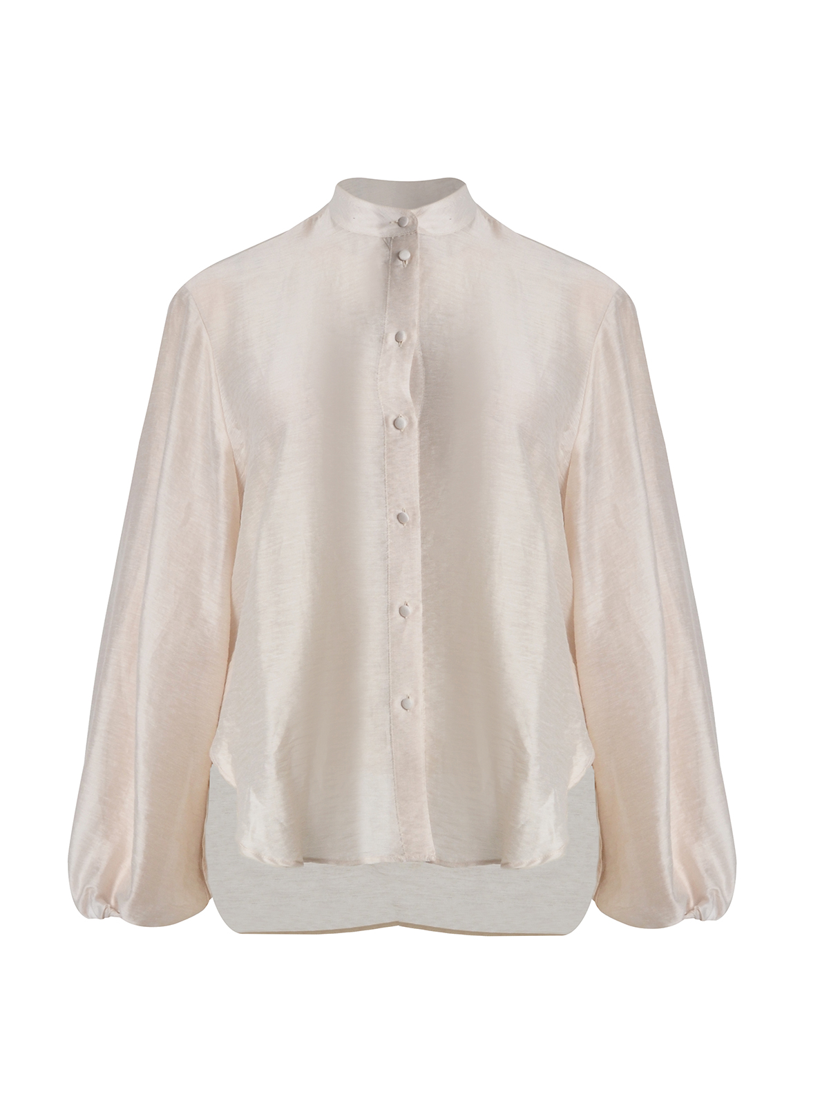 Πουκάμισο με μπαλούν μανίκια και μάο γιακά φωτογραφία