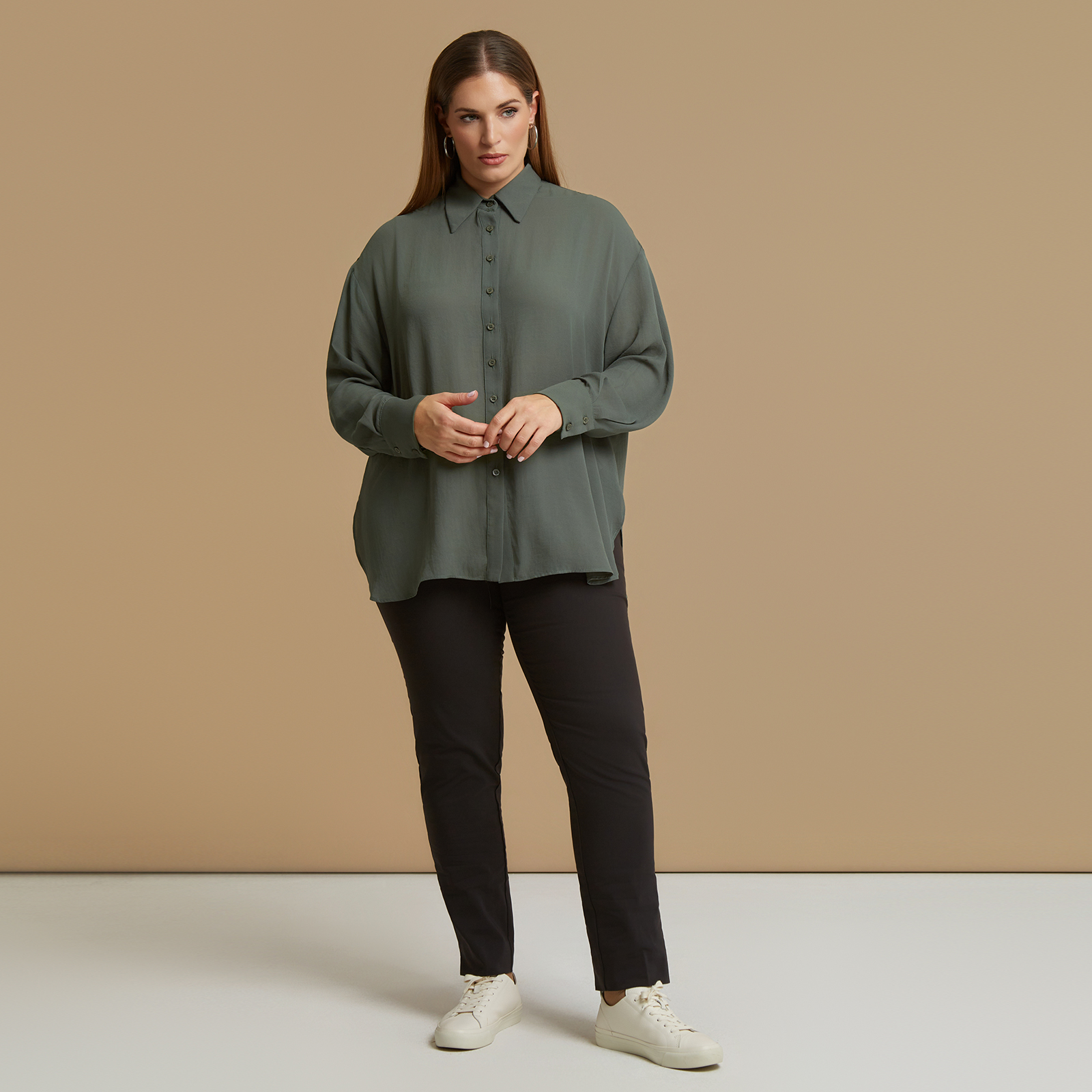 Crepe essential long-sleeve shirt