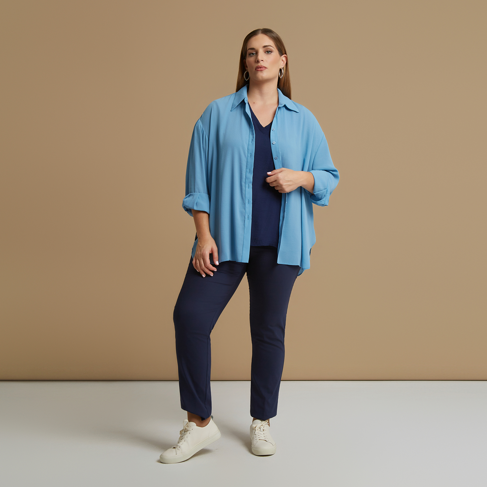 Crepe essential long-sleeve shirt