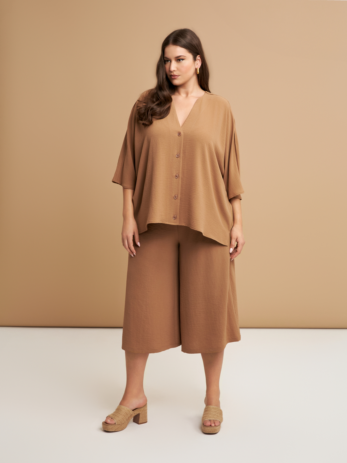 Πουκάμισο κρεπ airwashed με V-λαιμόκοψη φωτογραφία