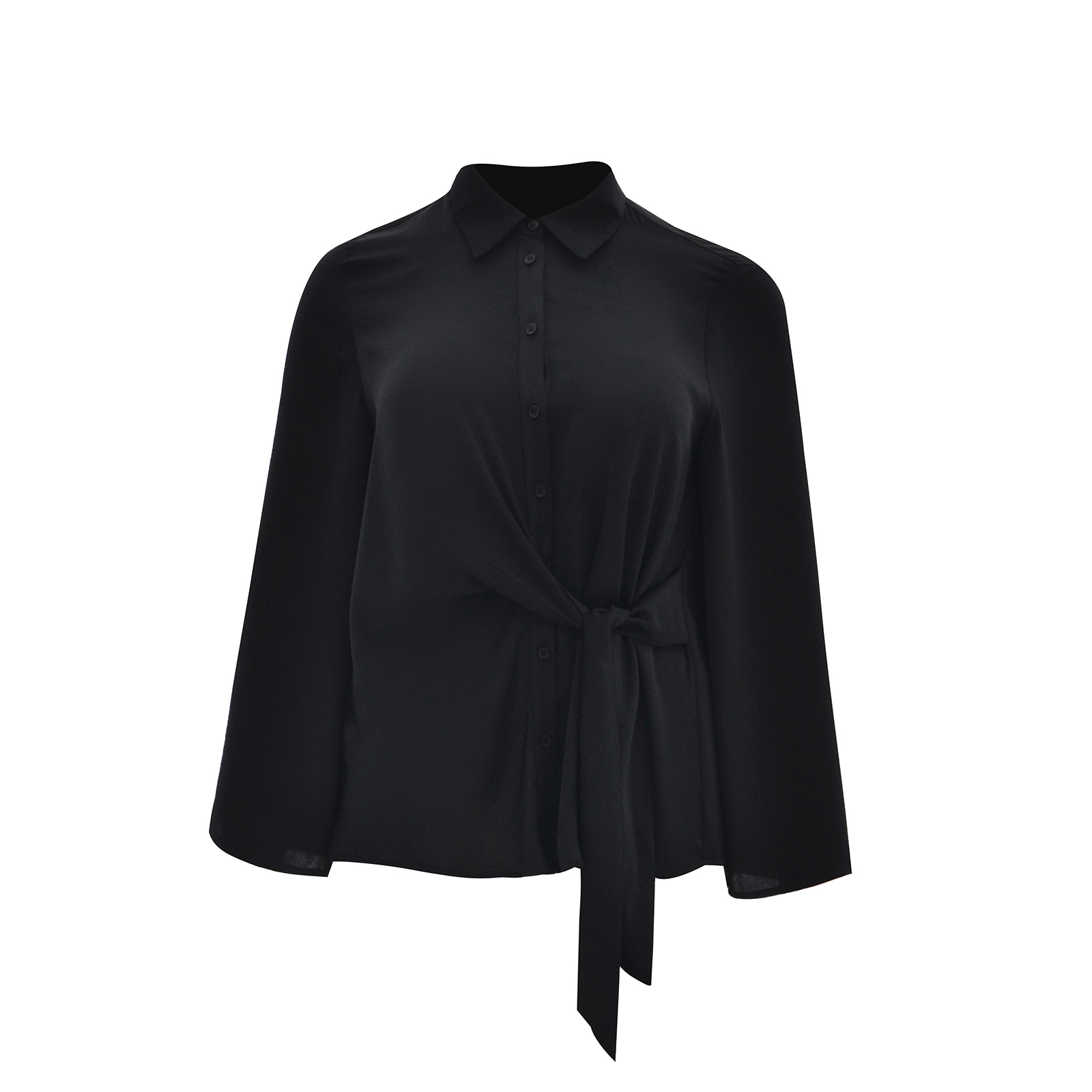 Satin shirt with waist tie