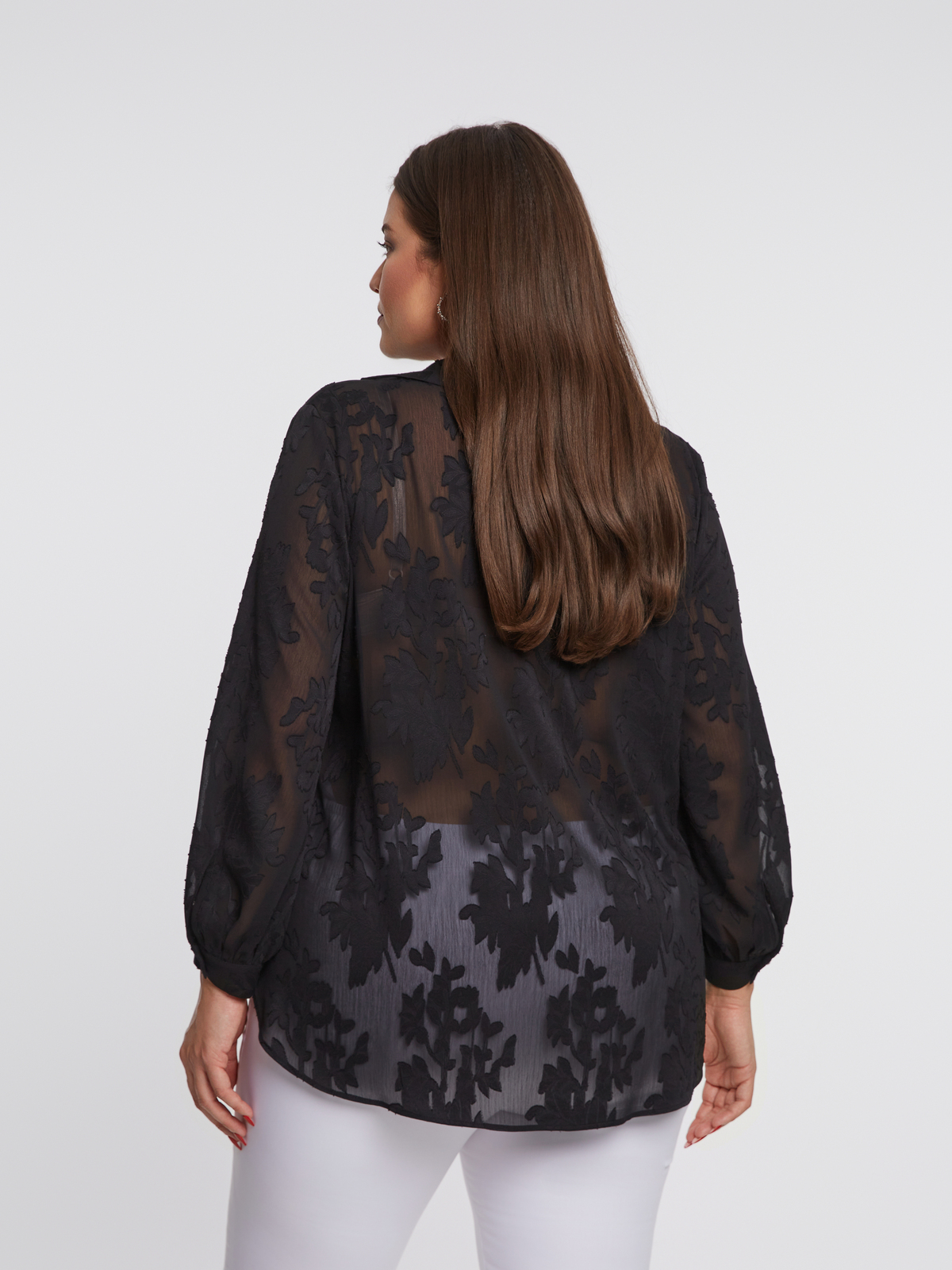 Πουκάμισο με ανάγλυφα λουλούδια και κόμπο μπροστά φωτογραφία