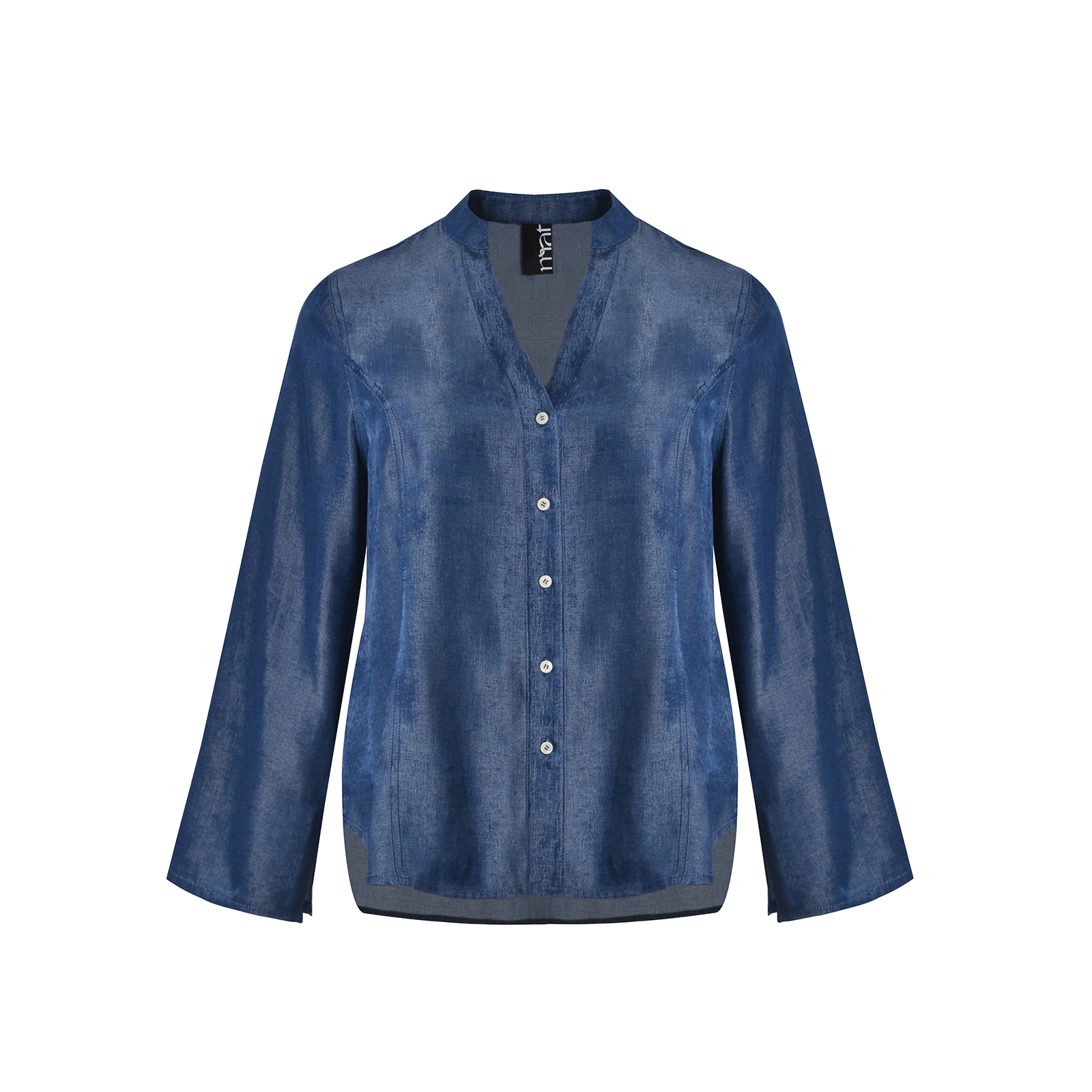 Denim shirt with flared sleeves