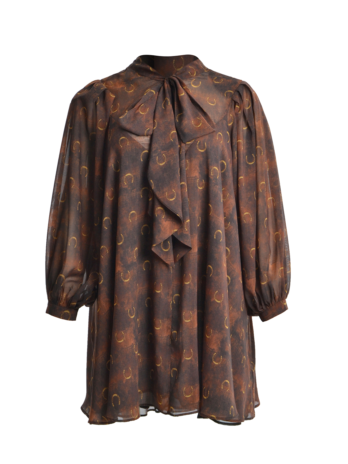 Φόρεμα εμπριμέ με φιόγκο φωτογραφία