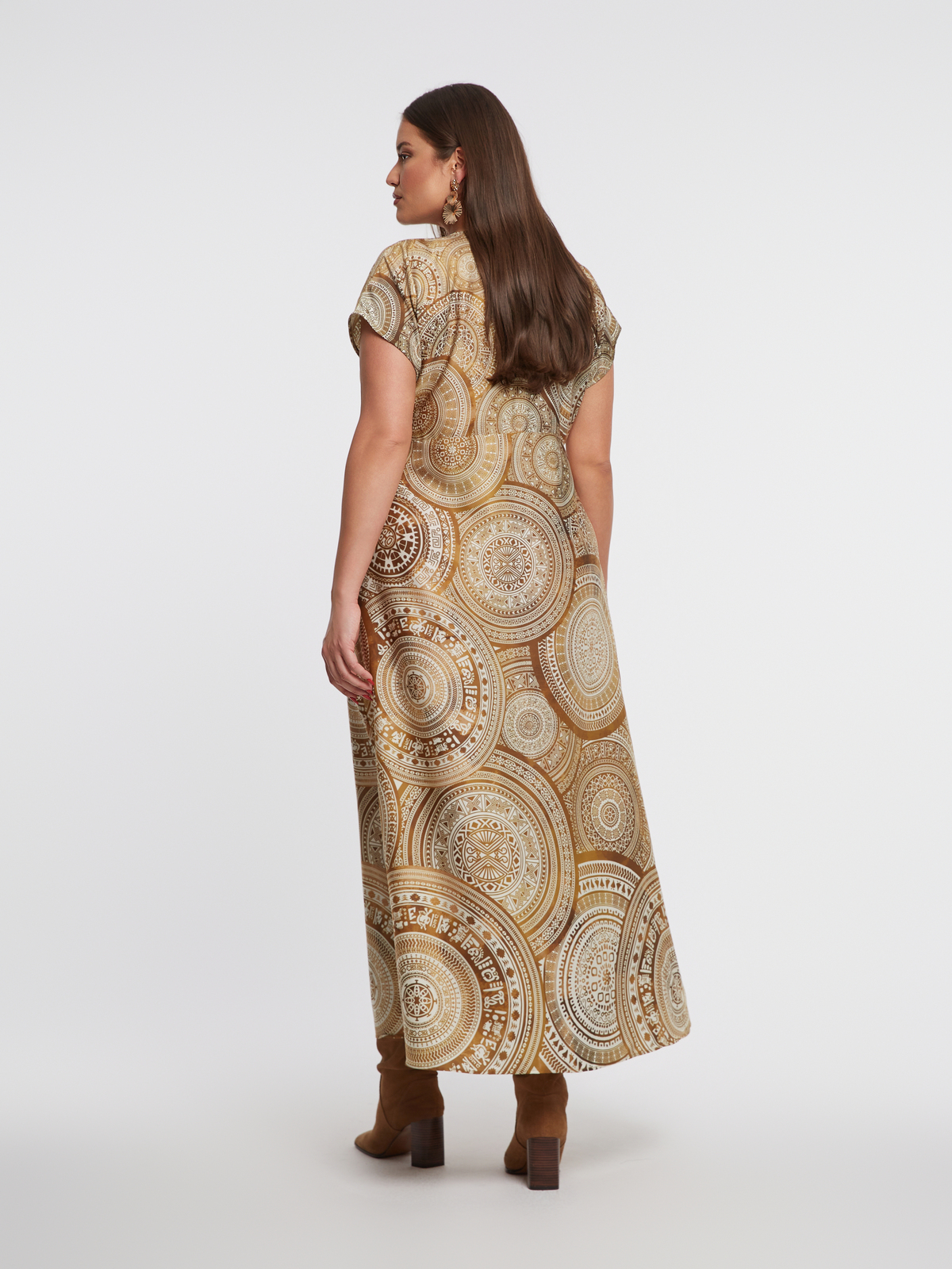 Maxi φόρεμα εμπριμέ με ντραπέ λεπτομέρεια φωτογραφία