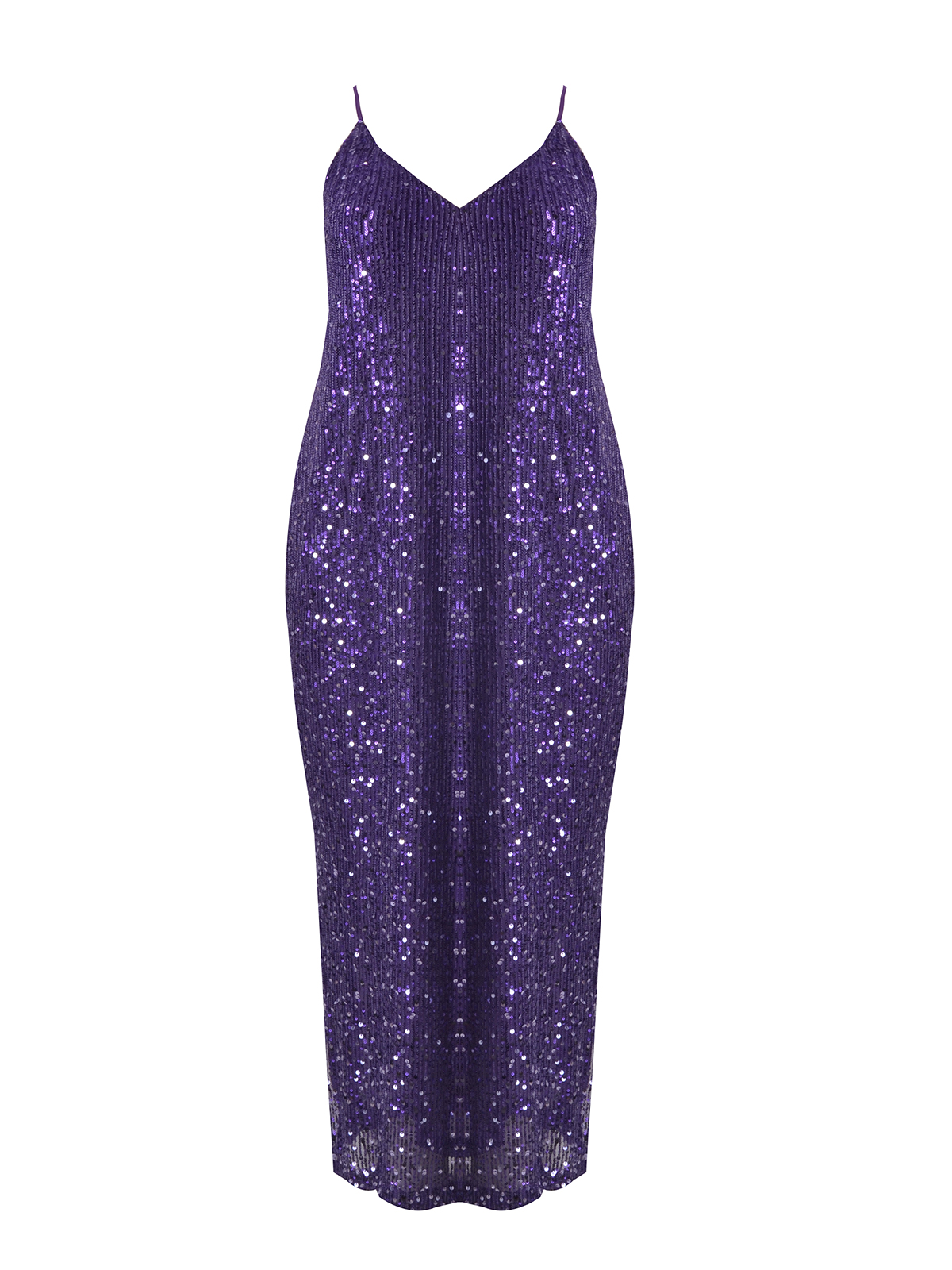 Midi φόρεμα με παγιέτες και λεπτές τιράντες φωτογραφία