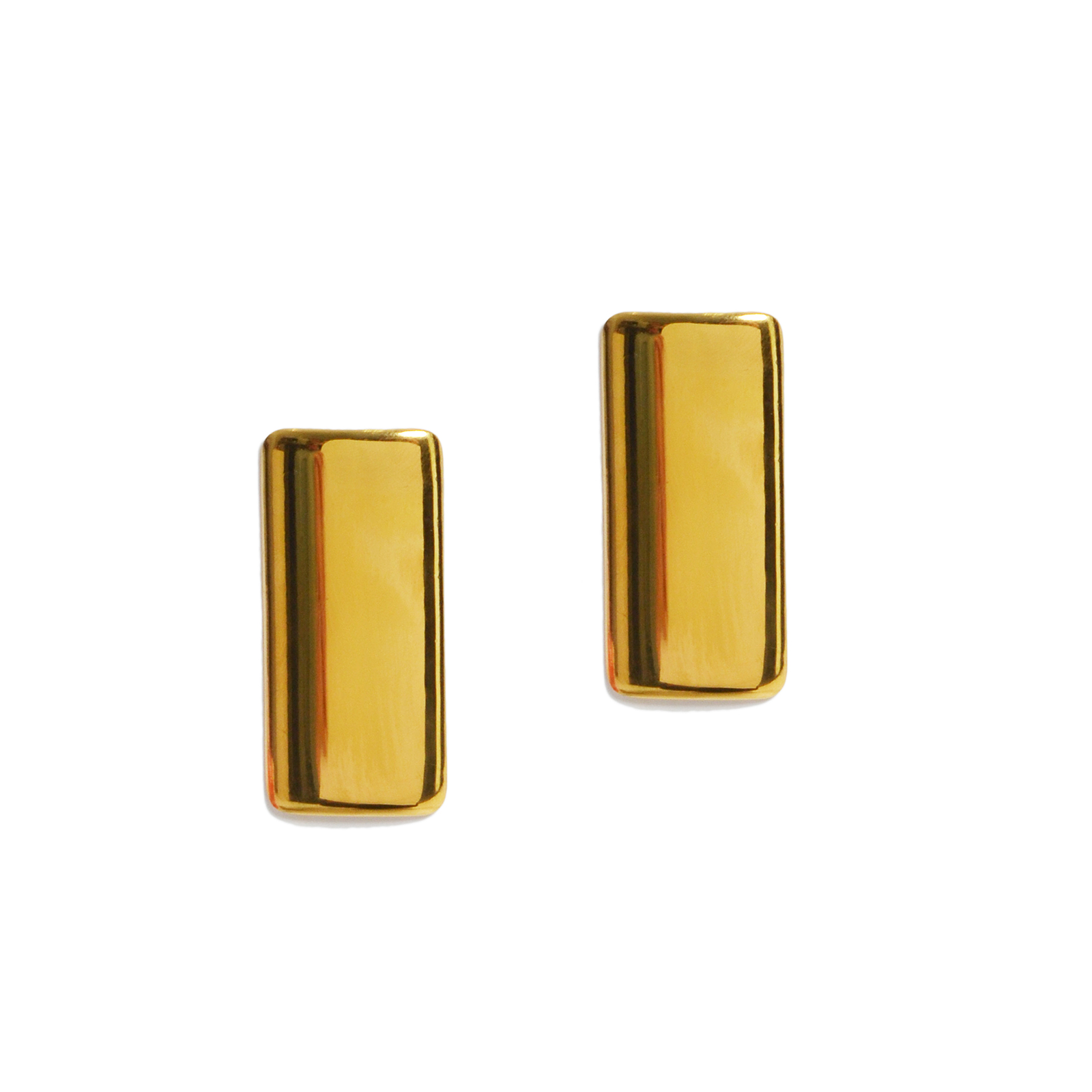 Rectangular gold-tone stainless steel earrings
