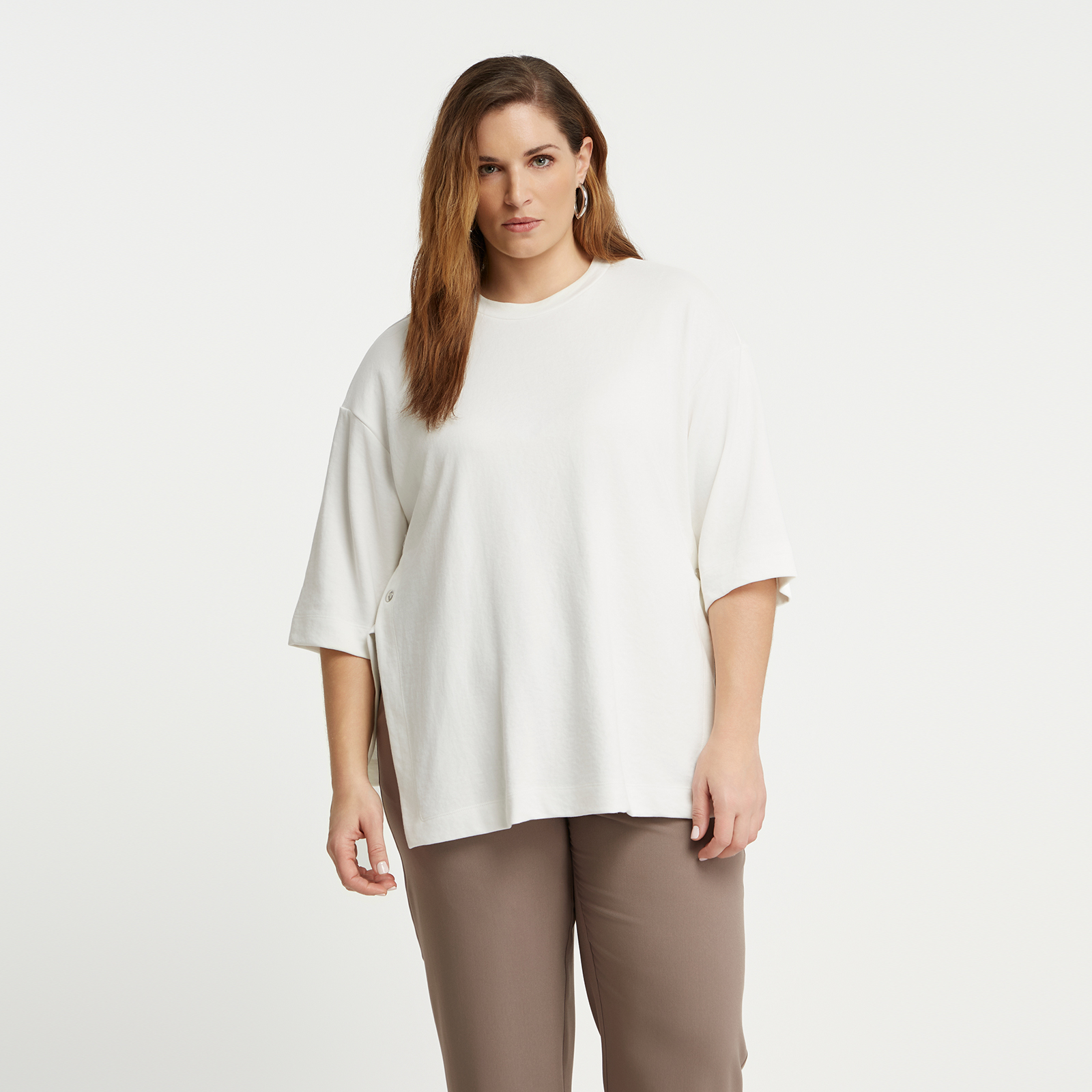 MAT FASHION Μπλούζα φούτερ με σκισίματα στο τελείωμα