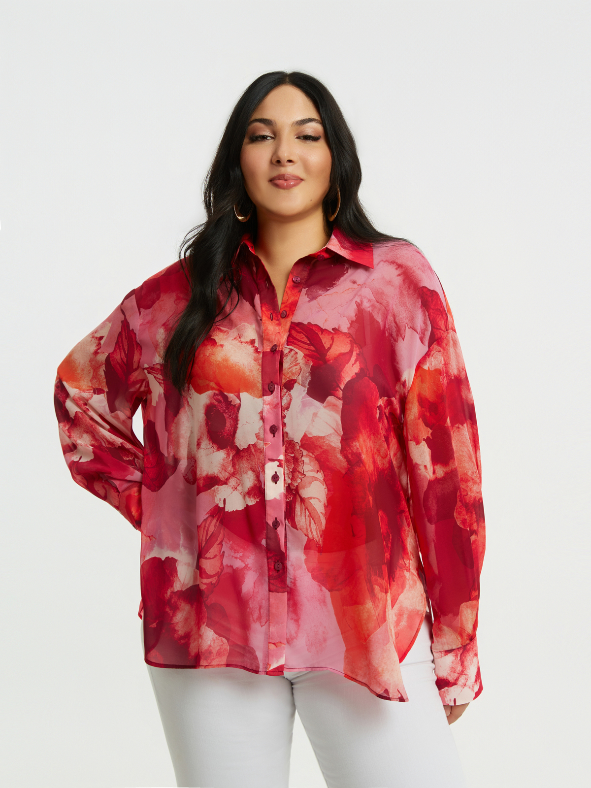 Ανάλαφρο πουκάμισο σε φλόραλ print φωτογραφία