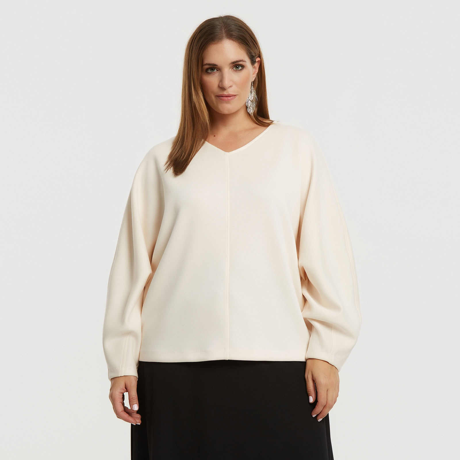 MAT FASHION Μπλούζα φούτερ με V-λαιμόκοψη