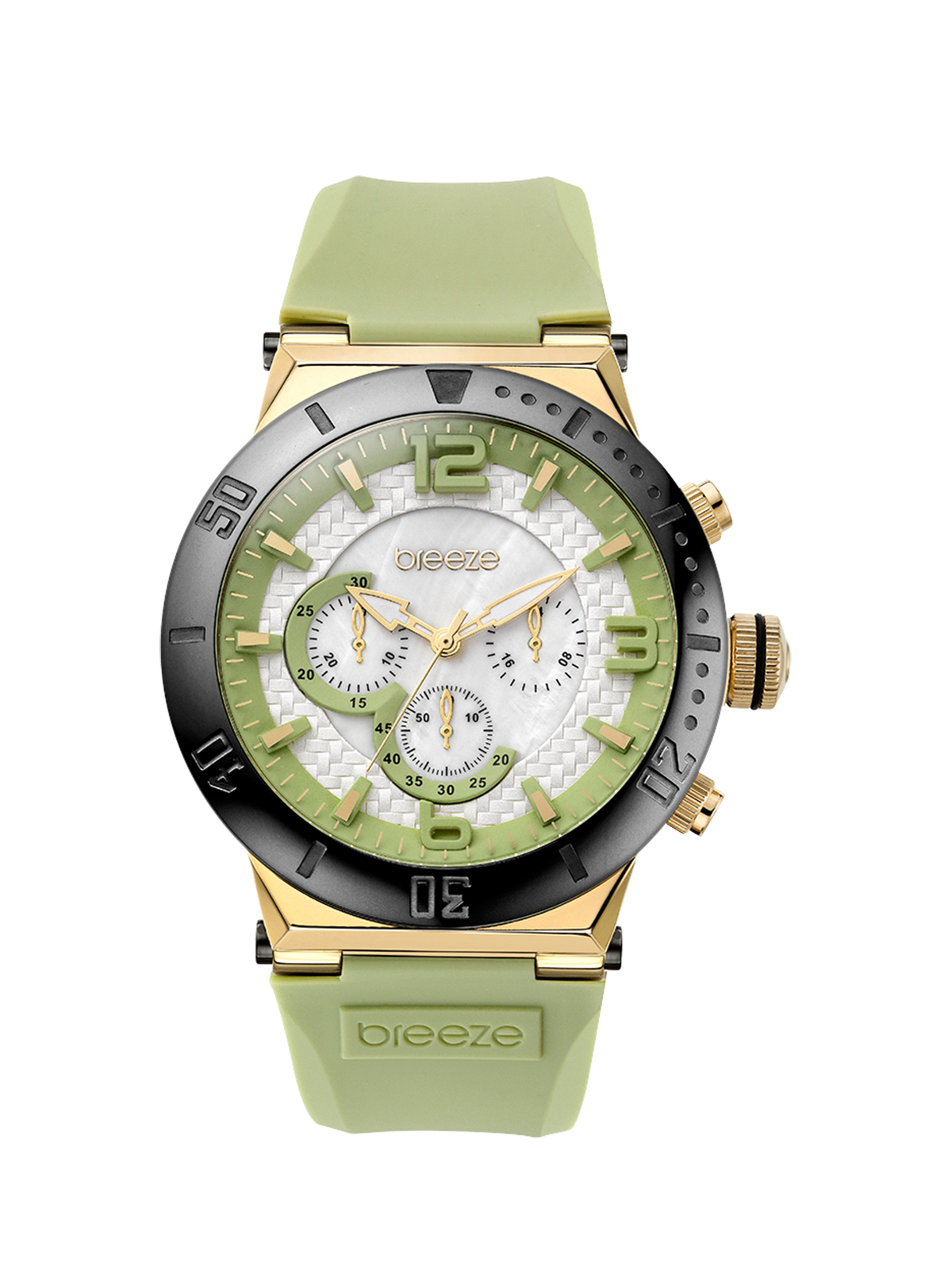 Ρολόι Gold Green Rubber Strap Chronograph φωτογραφία