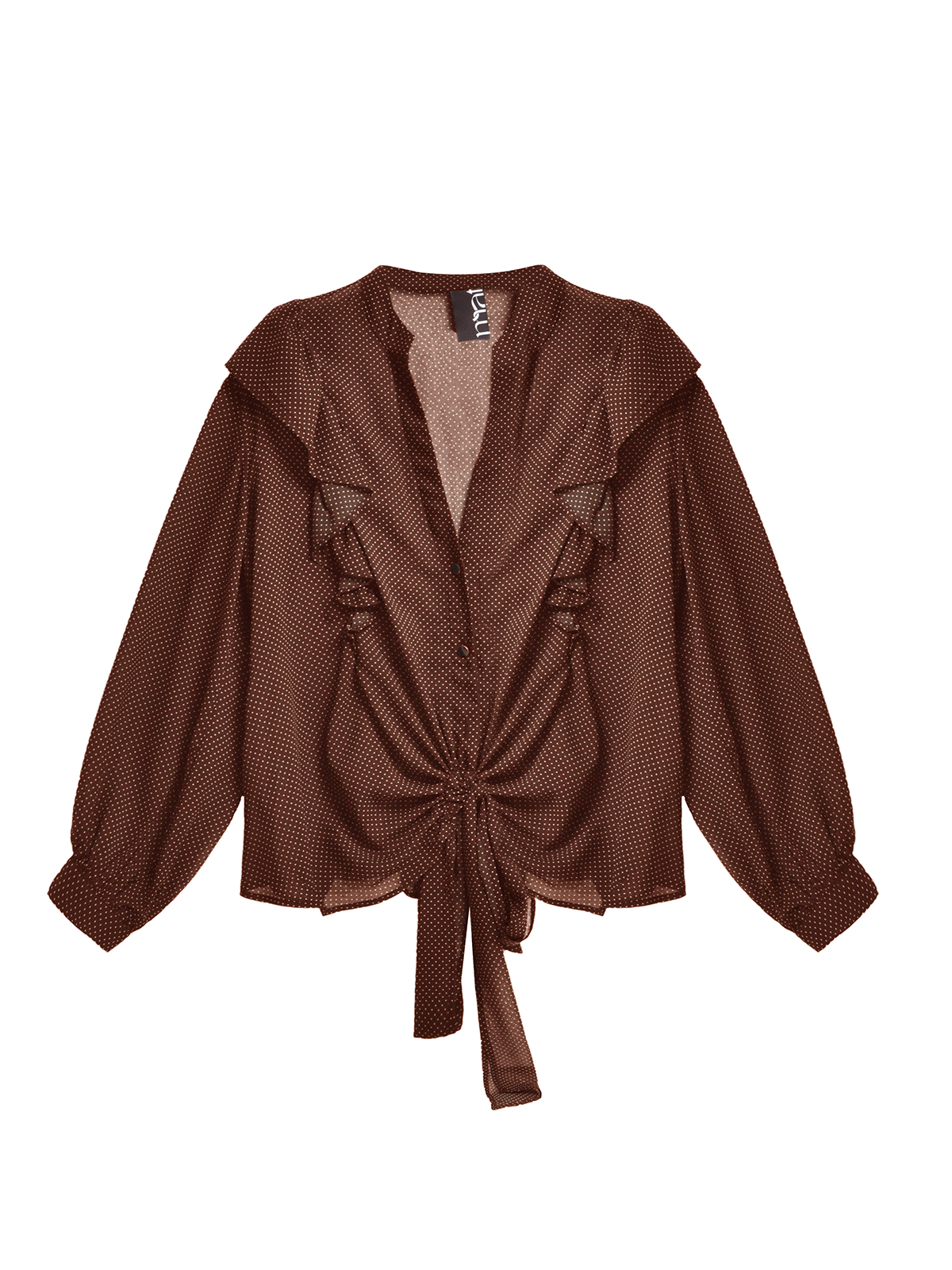 Πουκάμισο με πουά μοτίβο και δέσιμο μπροστά φωτογραφία