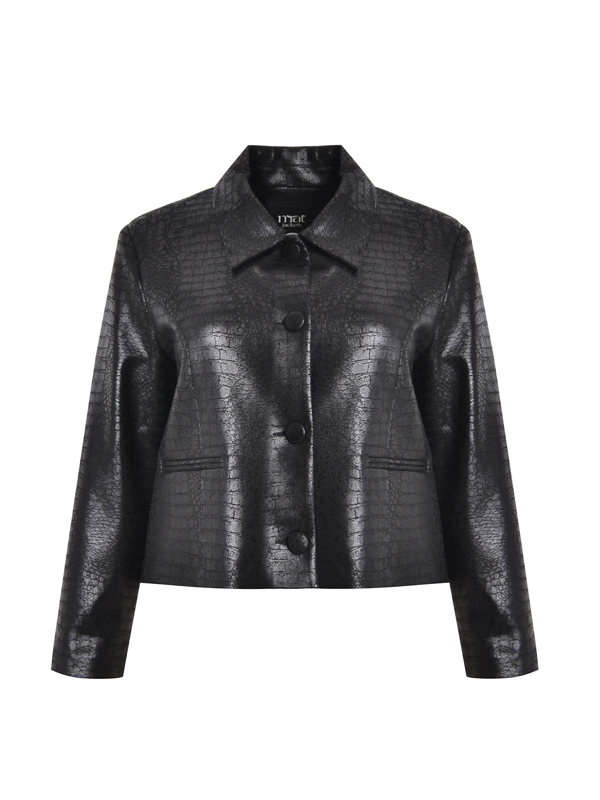 Cropped σακάκι με croc εφέ φωτογραφία