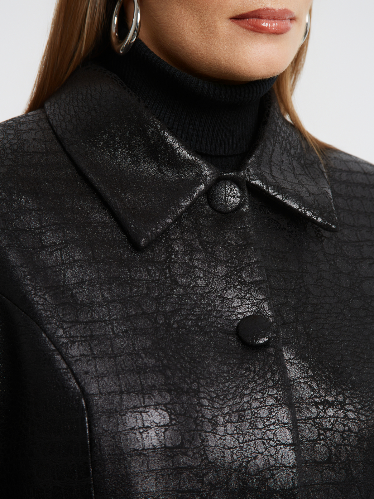 Cropped σακάκι με croc εφέ φωτογραφία