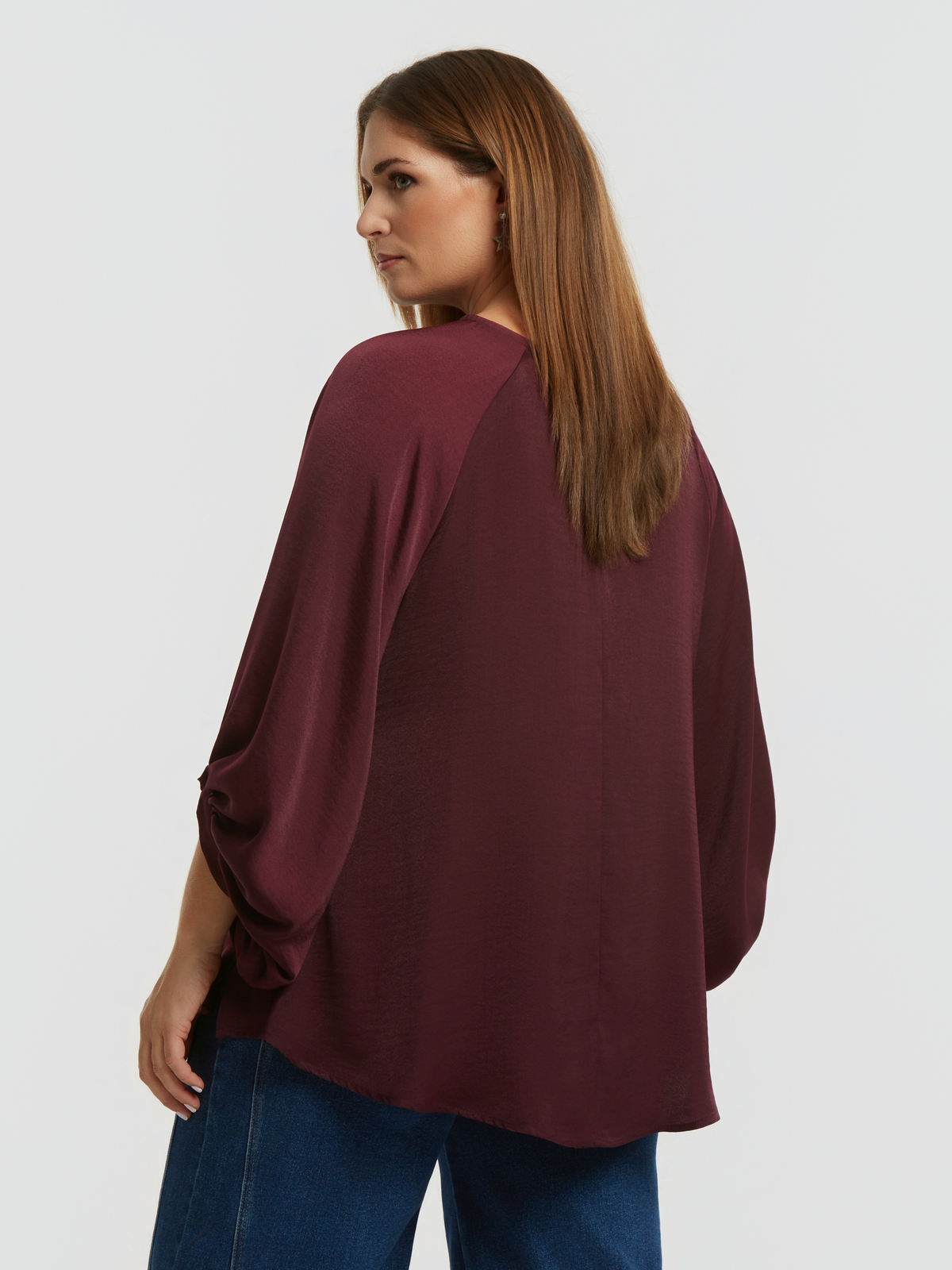 Μπλούζα σατέν με μπαλούν μανίκι φωτογραφία