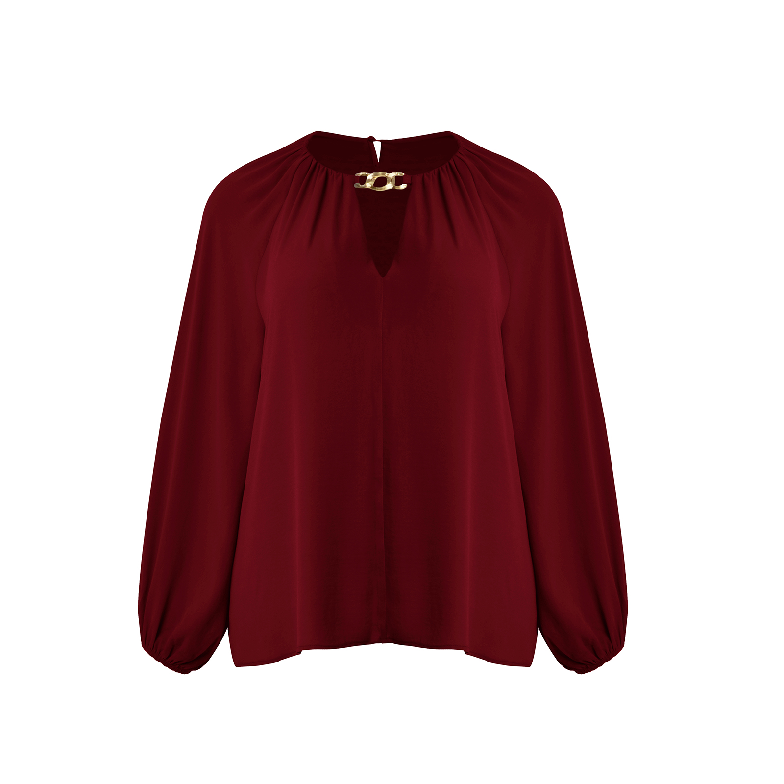 MAT FASHION Σατέν μπλούζα με χρυσή λεπτομέρεια