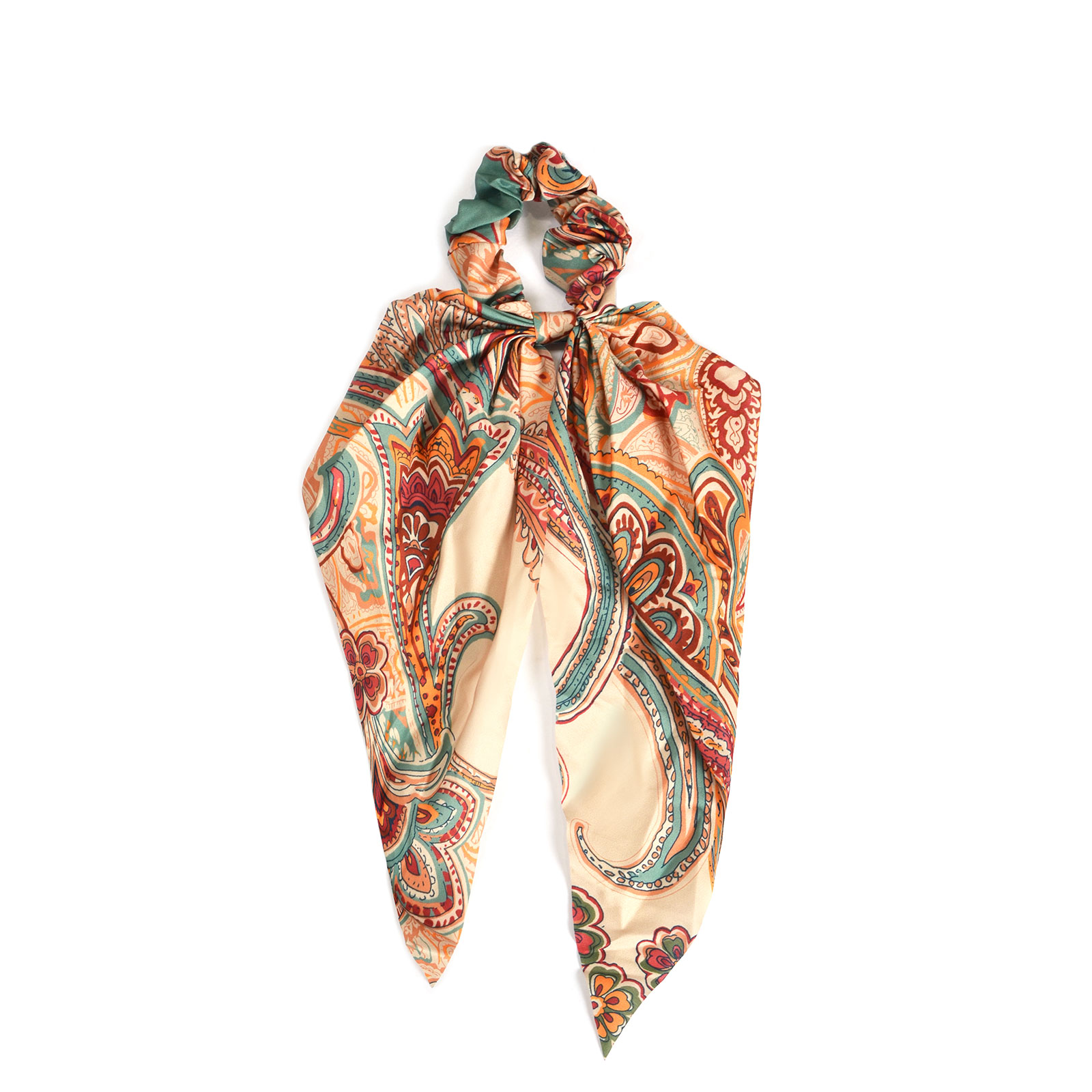 Σατέν scrunchie με paisley σχέδιο