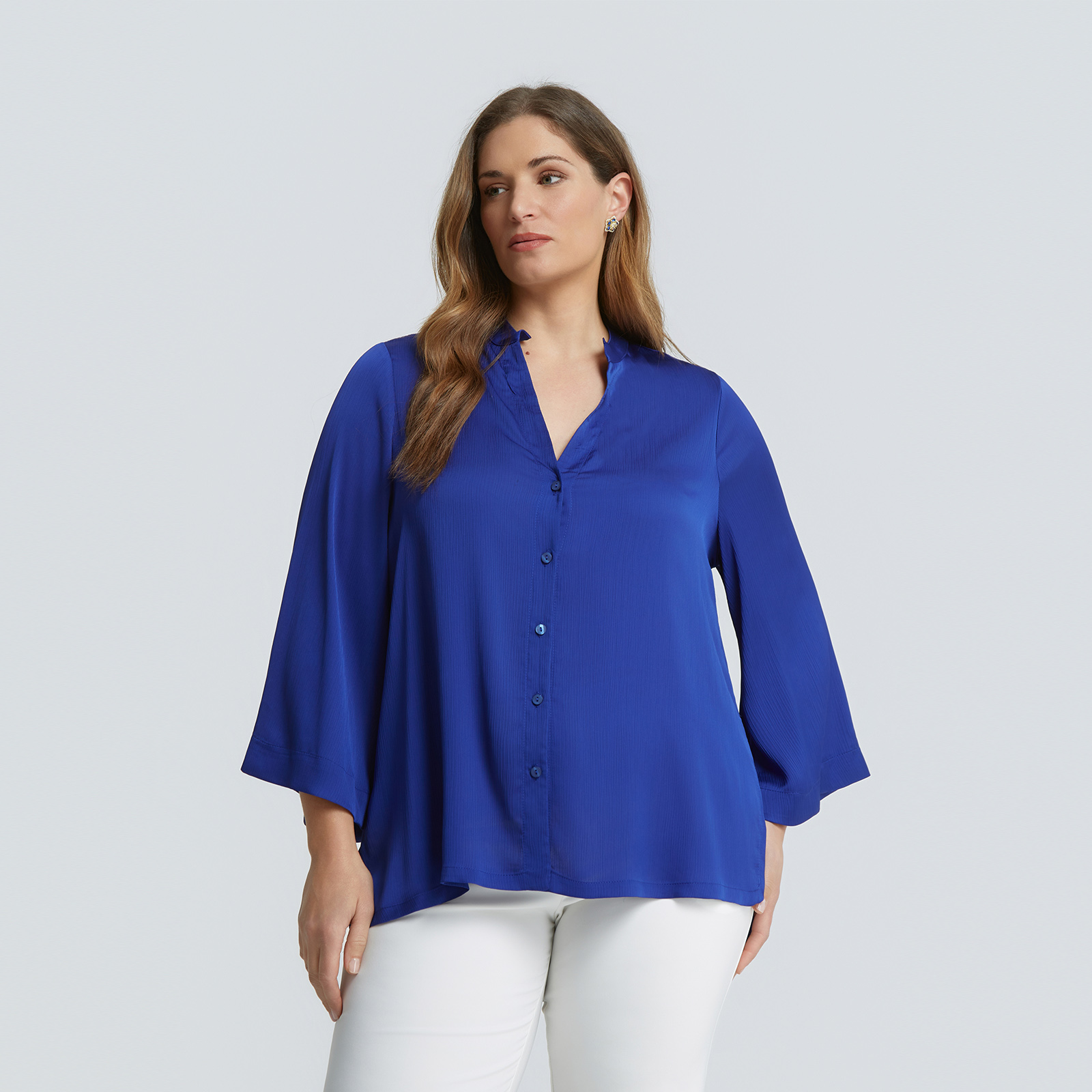 Σατέν πουκάμισο με μάο γιακά