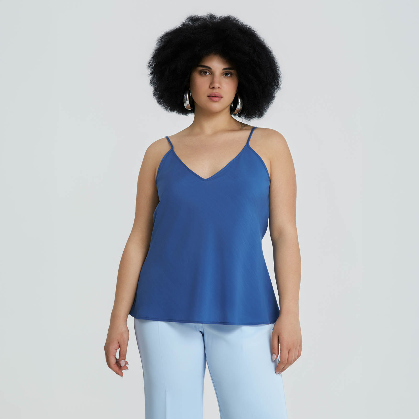 Satin tank top with adjustable straps