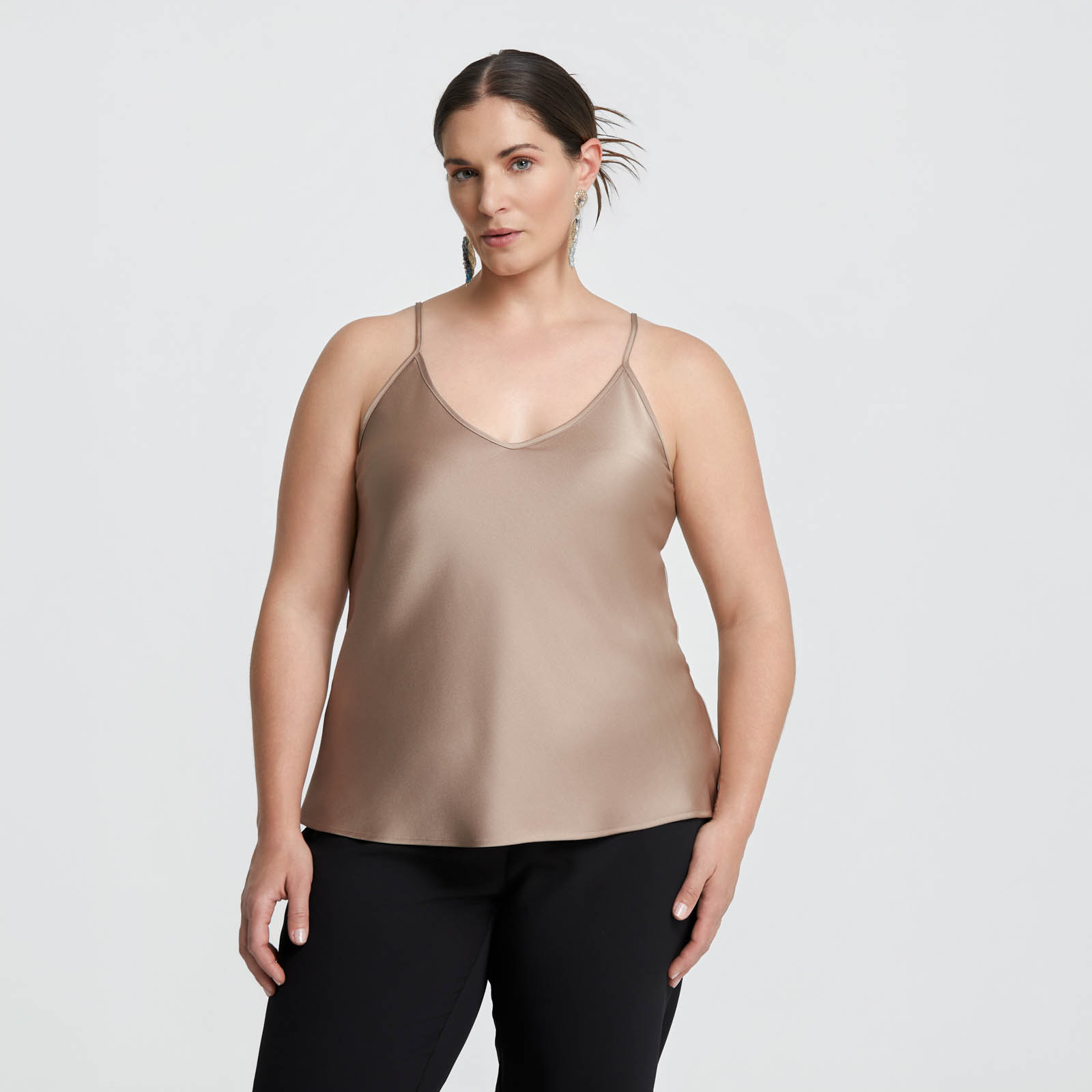 Satin tank top with adjustable straps