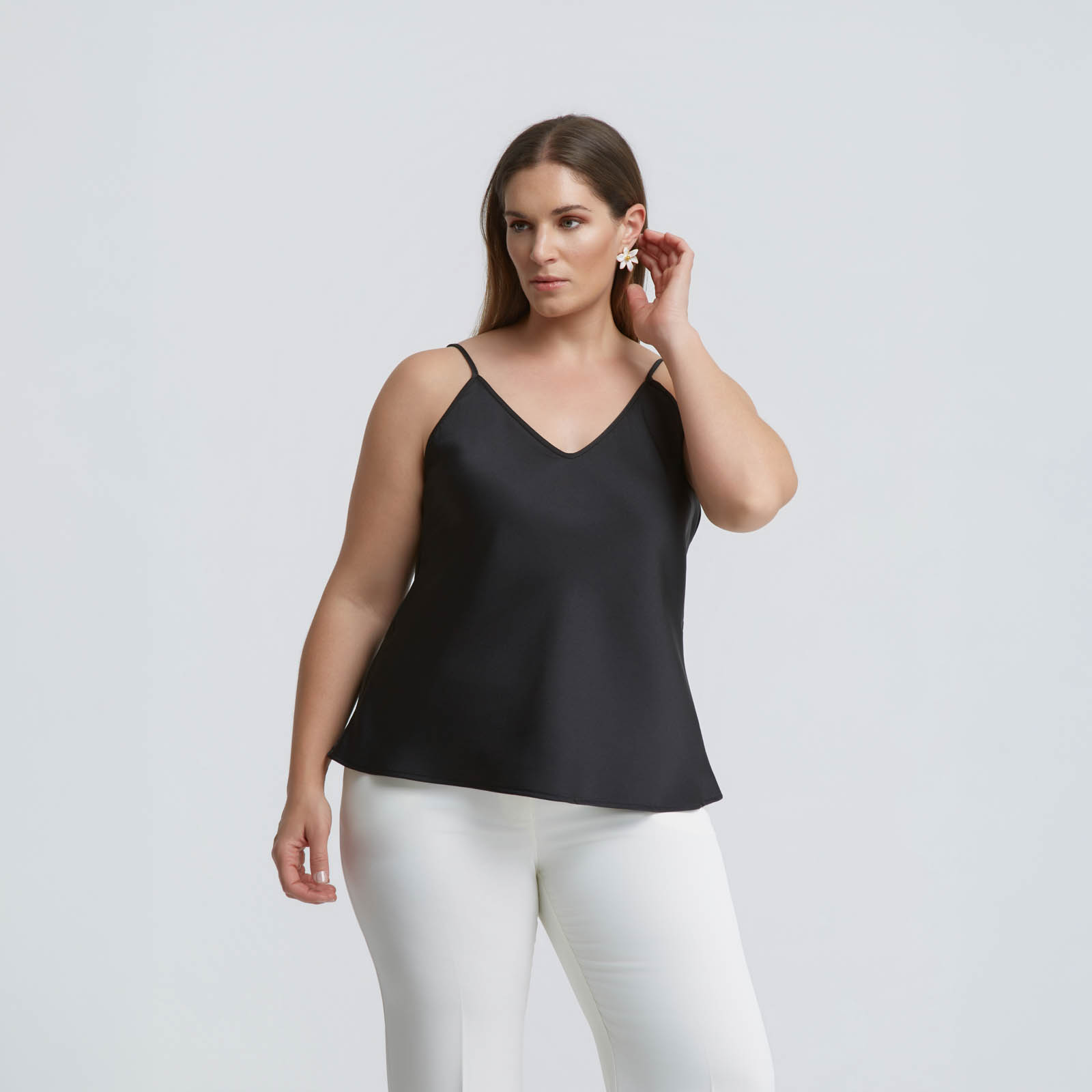 Satin tank top with adjustable straps