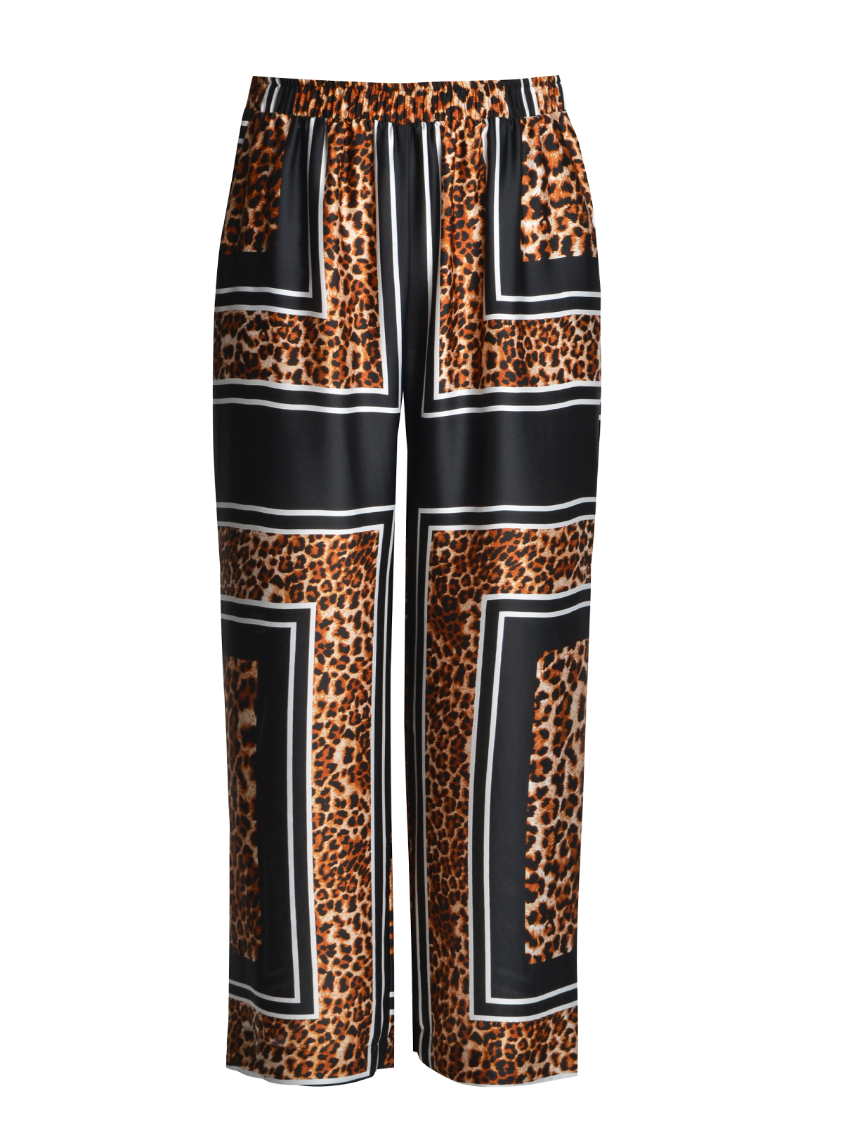 Σατέν παντελόνα με λεοπάρ και γεωμετρικό μοτίβο φωτογραφία