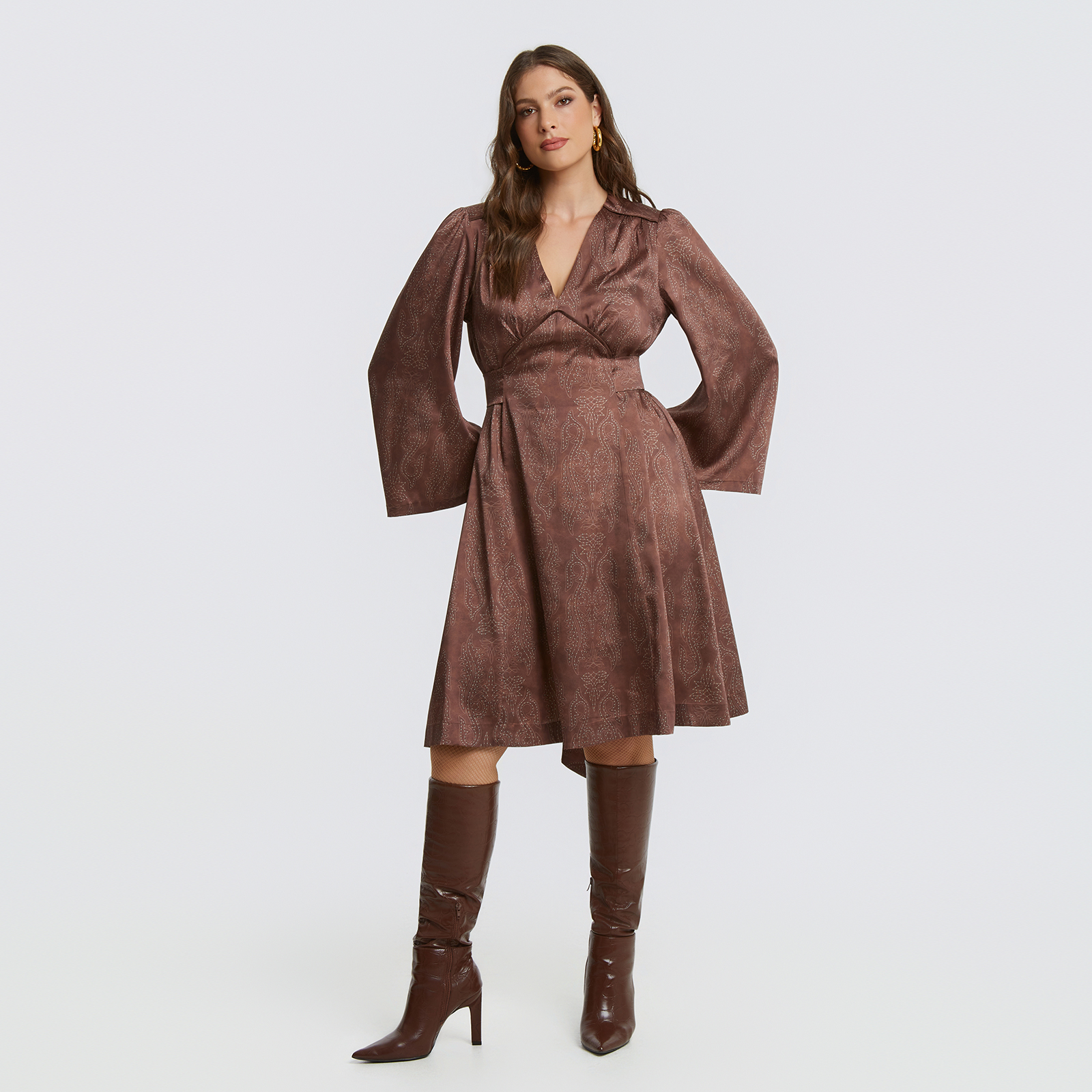 MAT FASHION Σατέν κρουαζέ midi φόρεμα