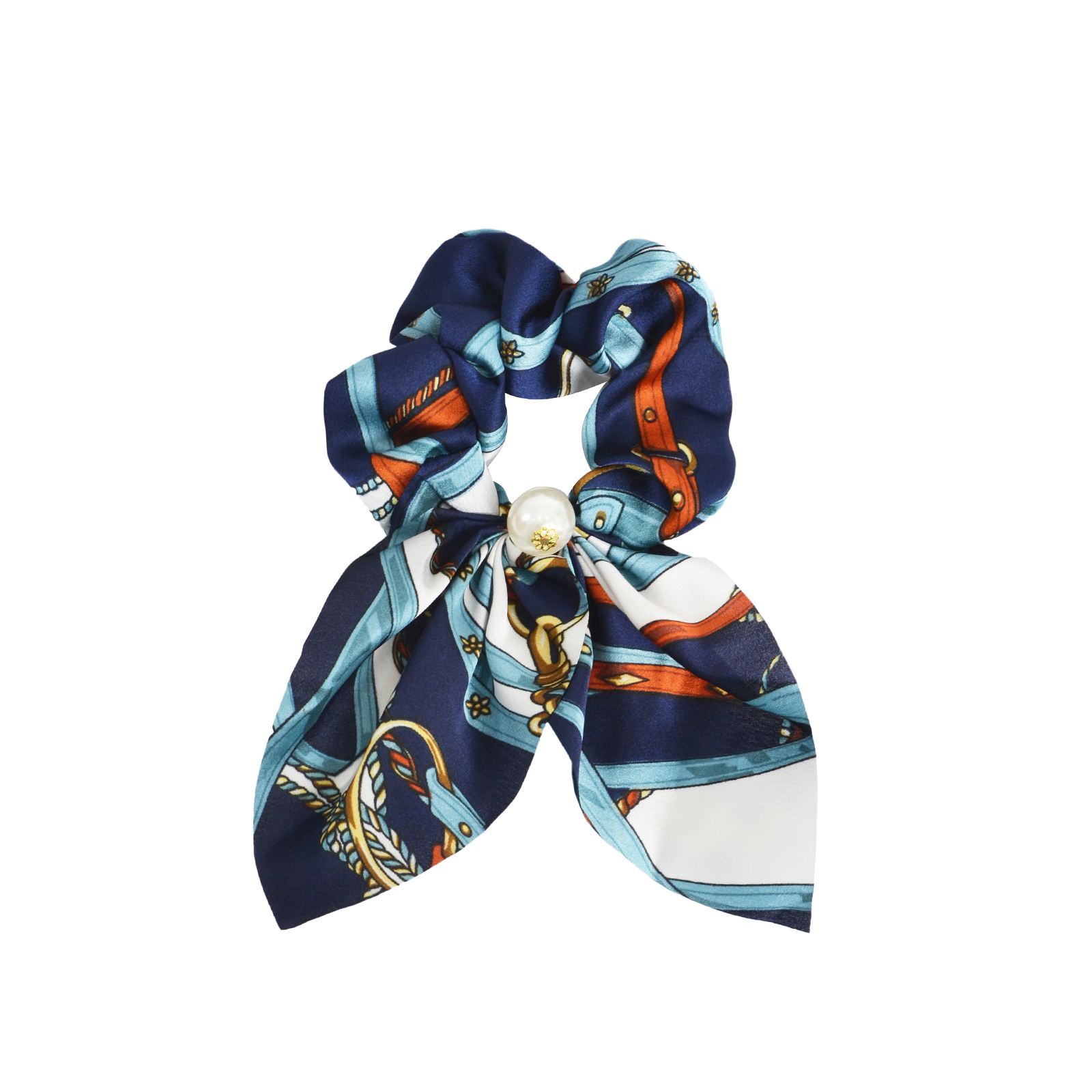 Satin equestrian scrunchie with pearl detail