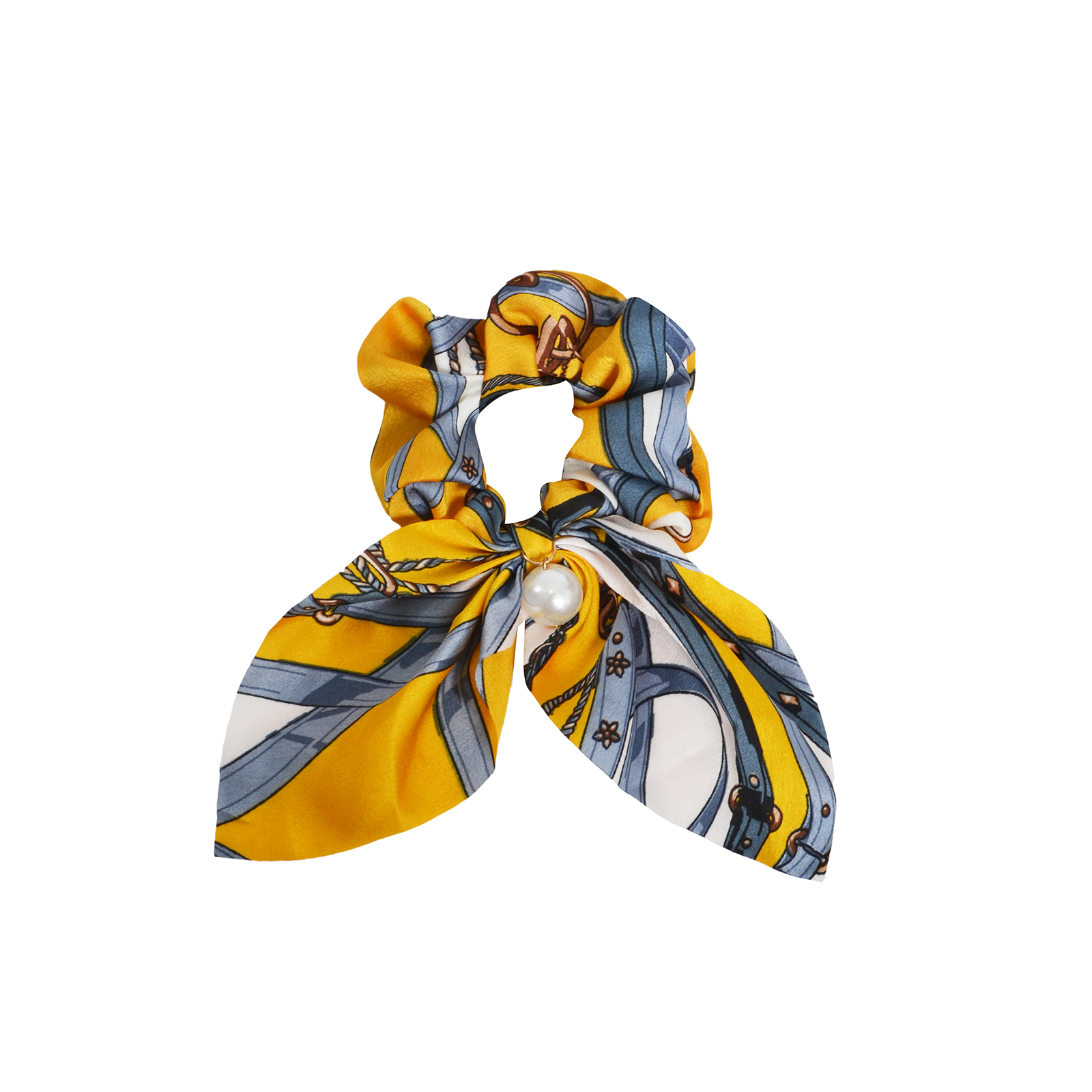 Satin equestrian scrunchie with pearl detail