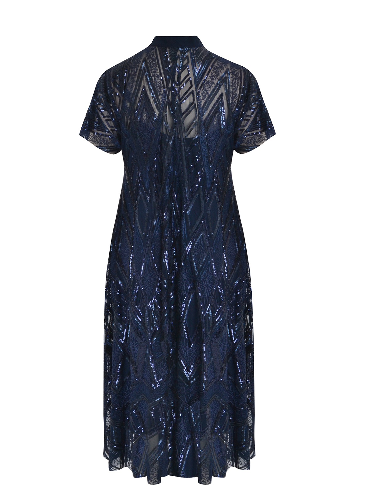 Maxi φόρεμα από τούλι με κεντημένα γεωμετρικά sequin μοτίβα φωτογραφία