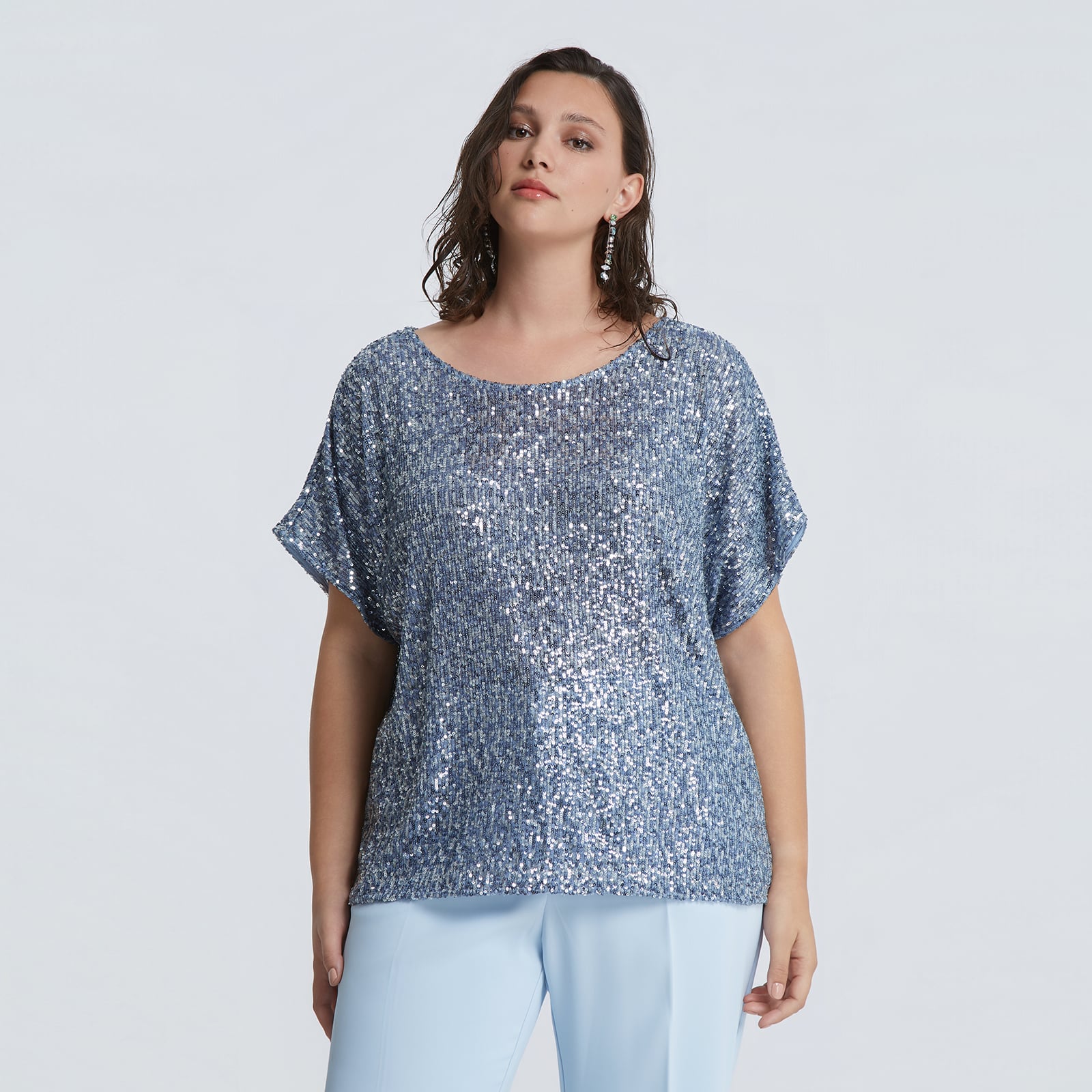 MAT FASHION Μπλούζα κοντομάνικη με παγιέτες