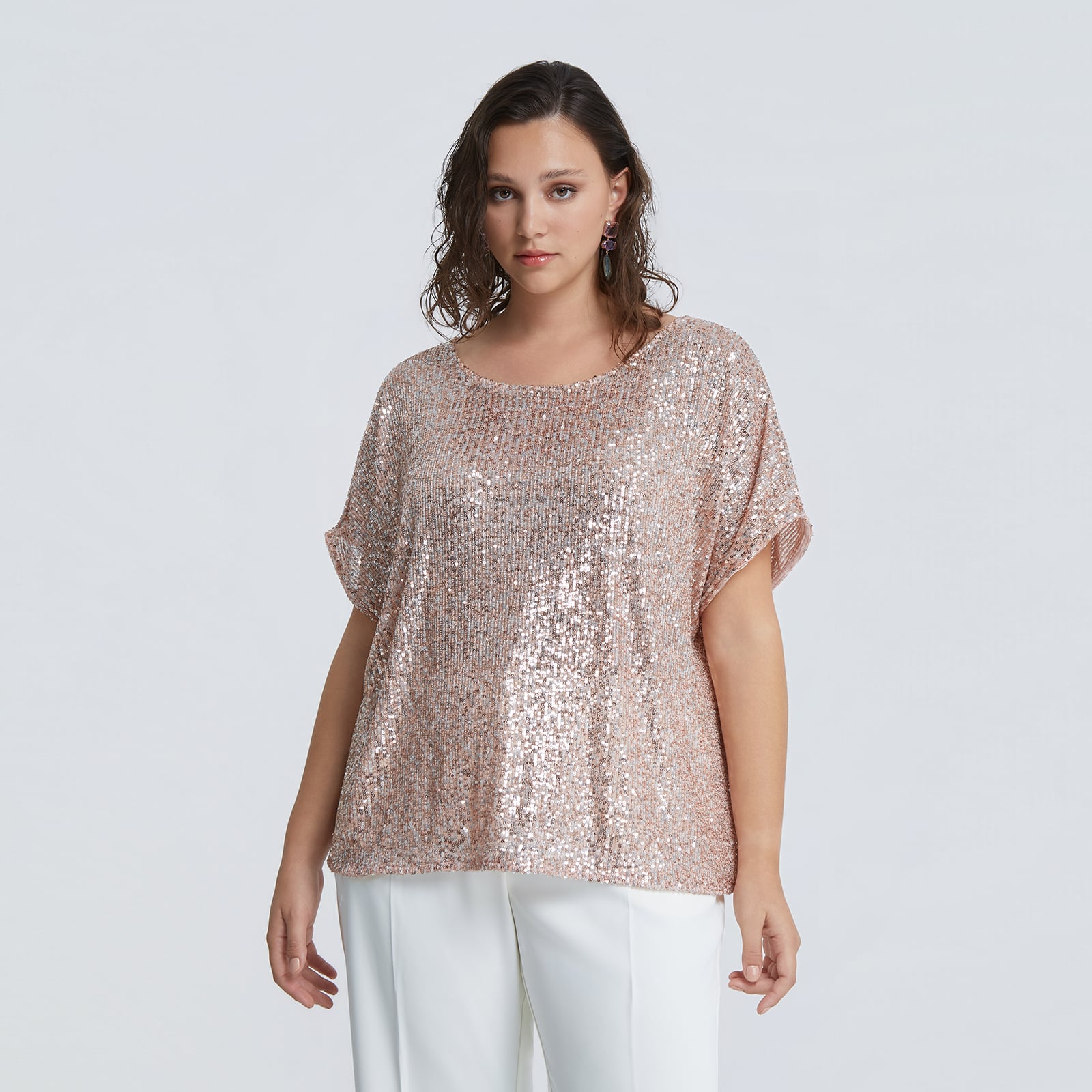 MAT FASHION Μπλούζα κοντομάνικη με παγιέτες