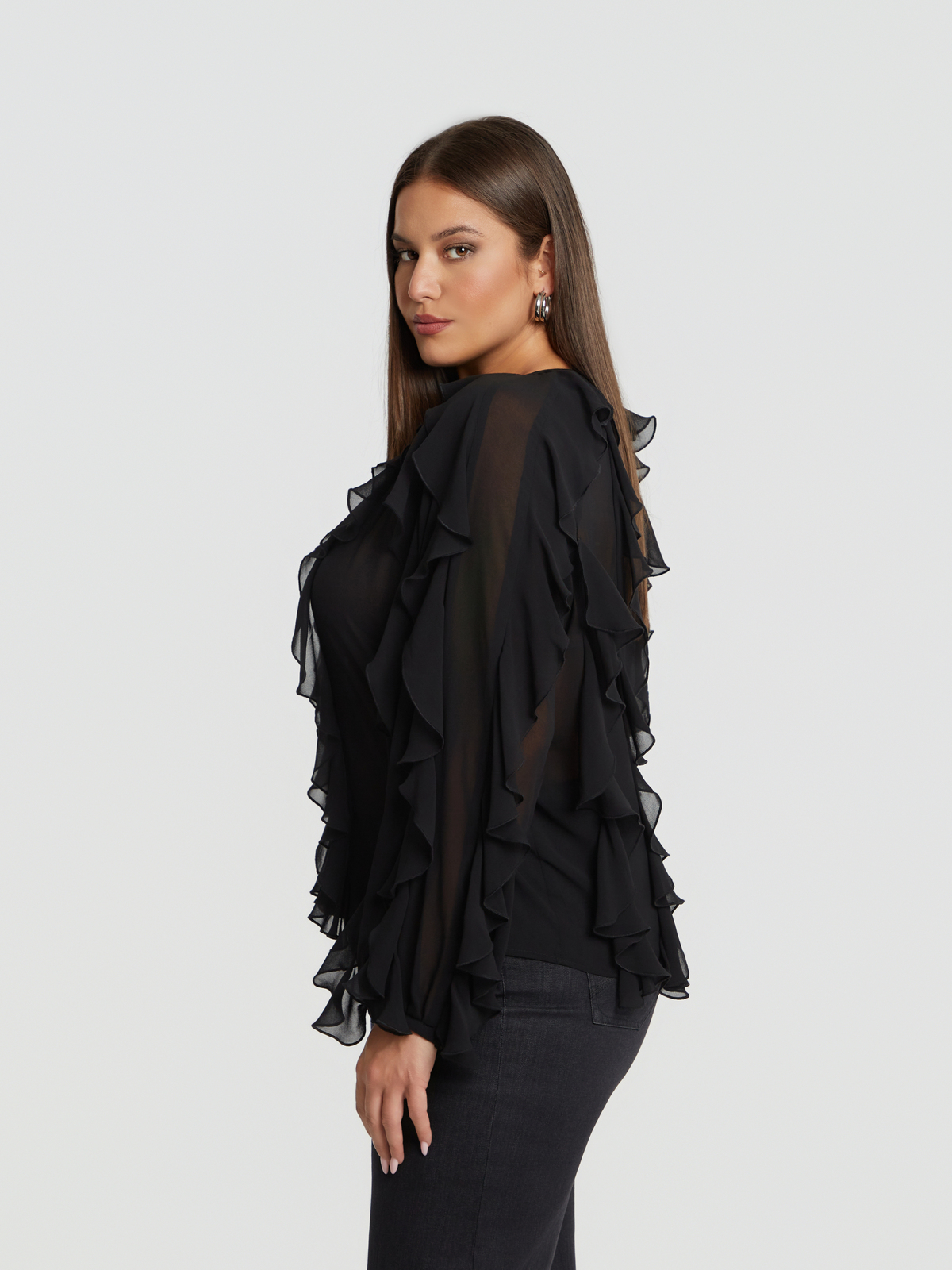 Διαφανές πουκάμισο με βολάν φωτογραφία