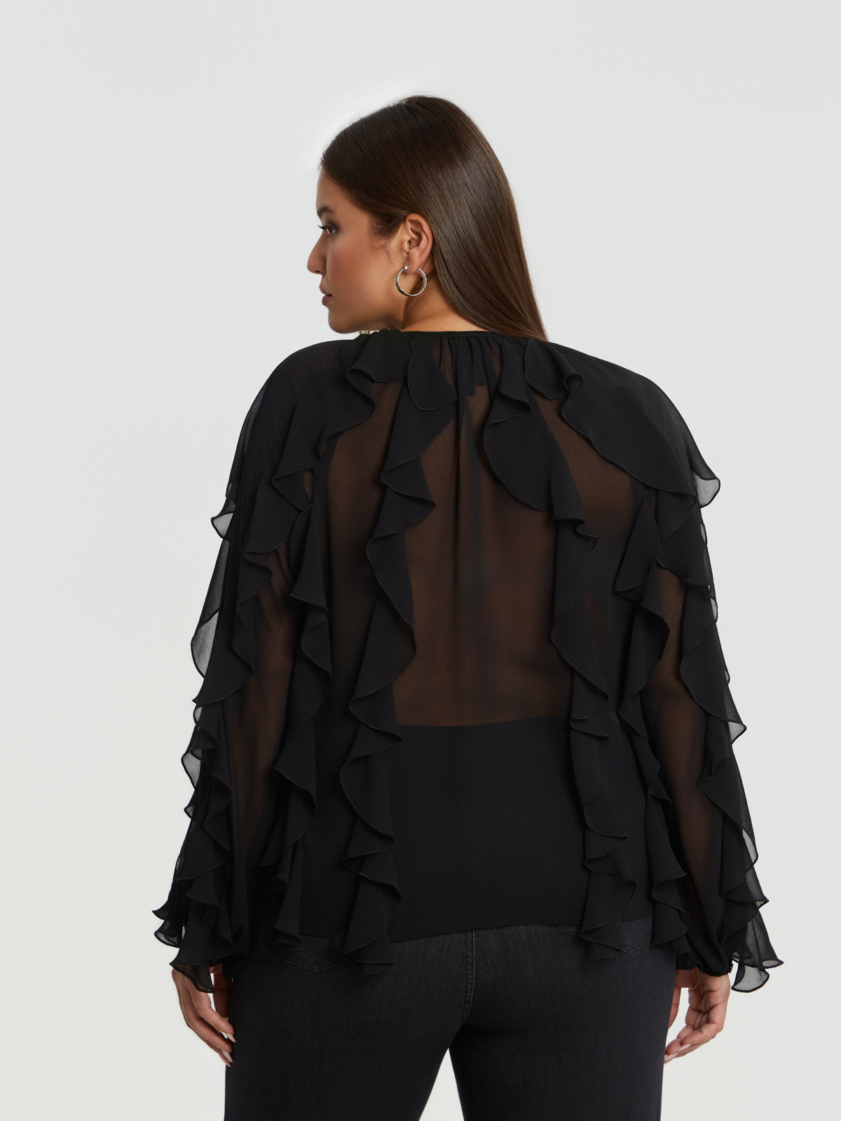 Διαφανές πουκάμισο με βολάν φωτογραφία